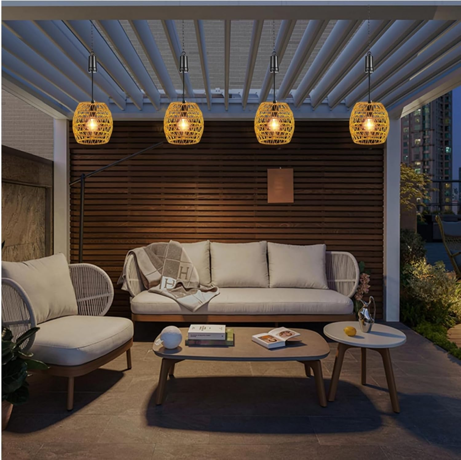 Outdoor Hanging Lamp with Battery, IP44 Waterproof Battery Pendant Light, 6 Hour Timer, Hanging Light Battery for Patio, Bar, Garden, Patio, Living Room, Bedroom, Boho Decoration