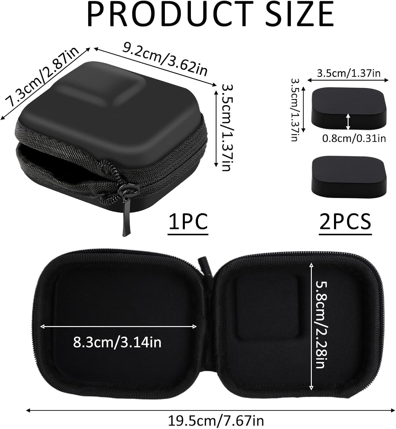 Shell Case for Go Pro,Rugged Hard Compact Travel Camear Storage Organiser with Carabiner Clip,Protective Bag for Insta360/Dji Mini 4 Pro/Kids Camera DJI Action 5 Pro/4/3 & Hero 13 Accessories Black