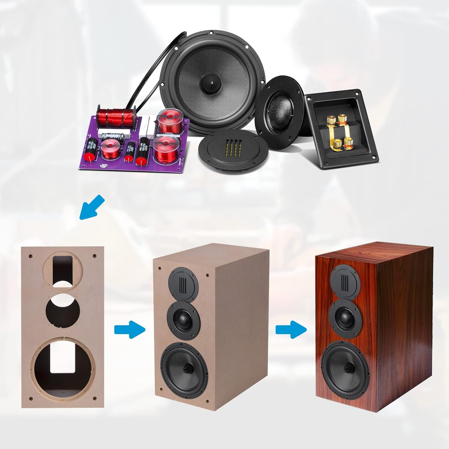 Hivi-Swans DIY 3.1A - 3.1 Passive Bookshelf Speakers - Near-Field Speakers - DIY Speaker Kit - Pair - Black image number 3