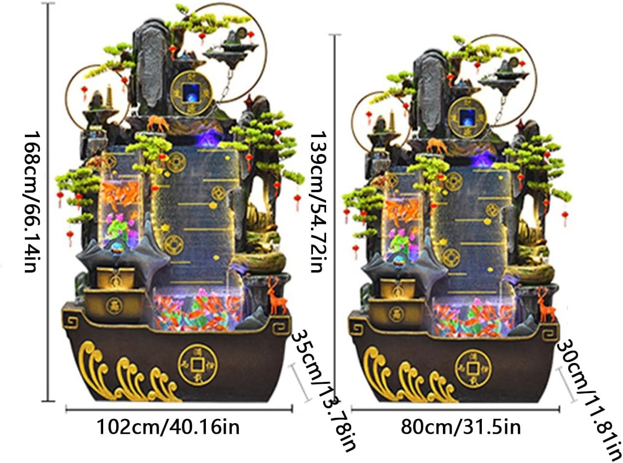 Outdoor Fountain Floor Standing Fountain for Living Room with Fish Pond, Office Lobby Decor with Rockery Waterfall, for a Serene Home Environment(Small) image number 4