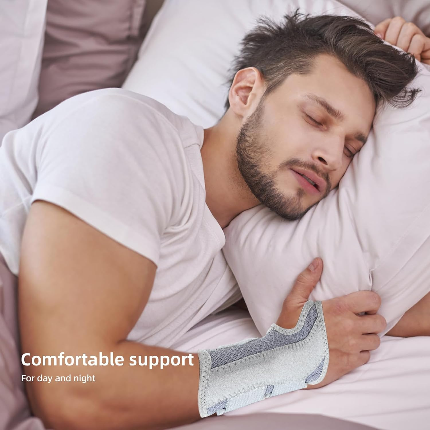 Wrist Brace for Carpal Tunnel Right Hand, Night Wrist Sleep Support Brace for Men and Women, Adjustable Wrist Support Splint with Cushioned, Help Tendonitis Arthritis Pain Relief image number 2