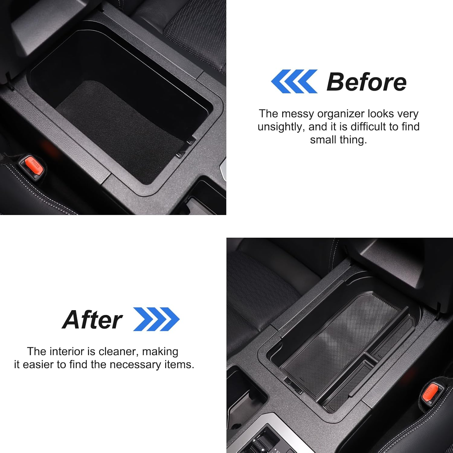 Yinaniutos Center Console Organizer Compatible with Toyota Land Cruiser 250 Prado J250 LC250 2024 2025, Armrest Storage Box Insert Tray with Non-Slip Mat image number 2