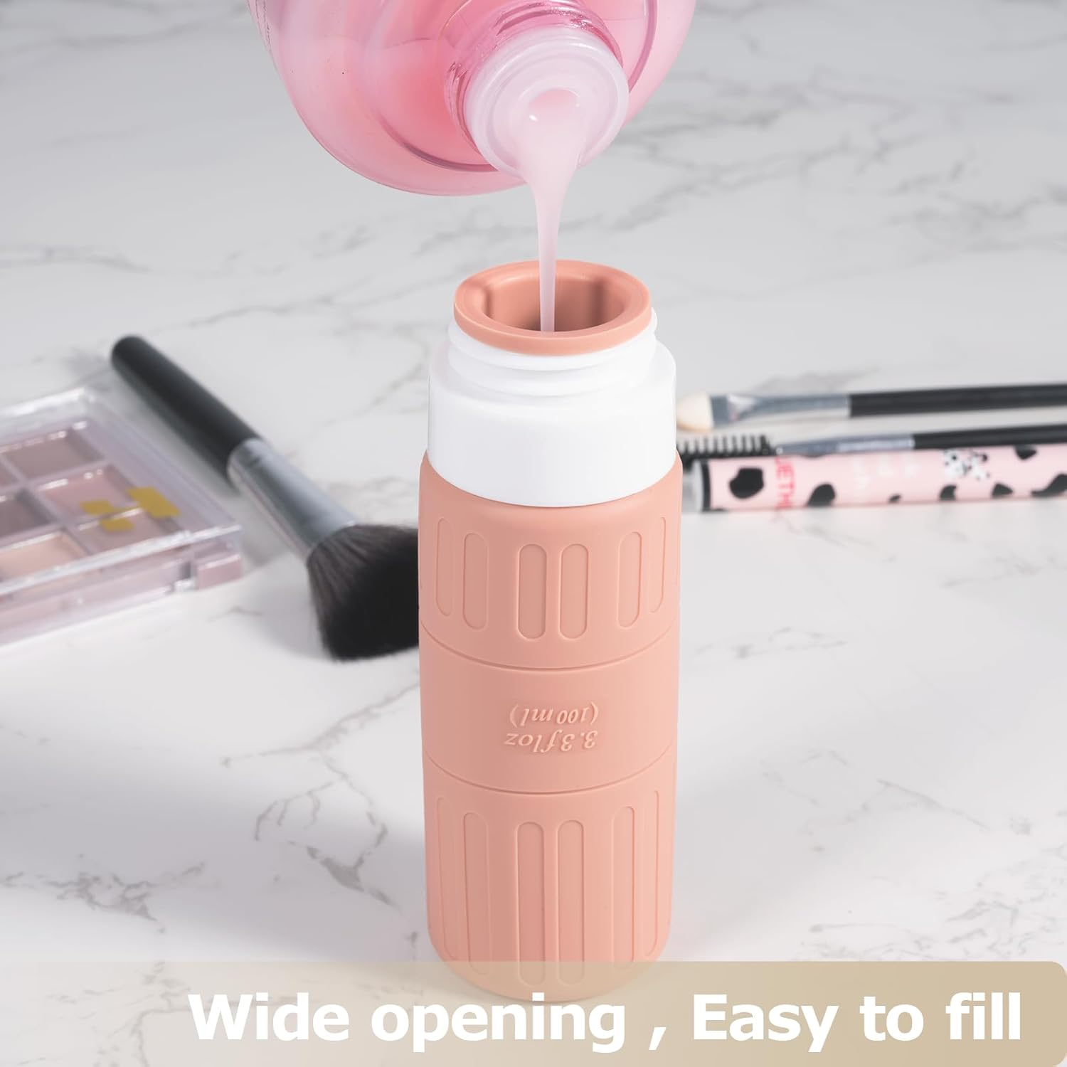 Carehabi 100 Ml Bottles for Filling, Pack of 5 Silicone Travel Bottles Travel Bottles for Shampoo Shower Gel Cosmetics, Squeeze Bottles Travel Bottles Hand Luggage Aeroplane image number 4