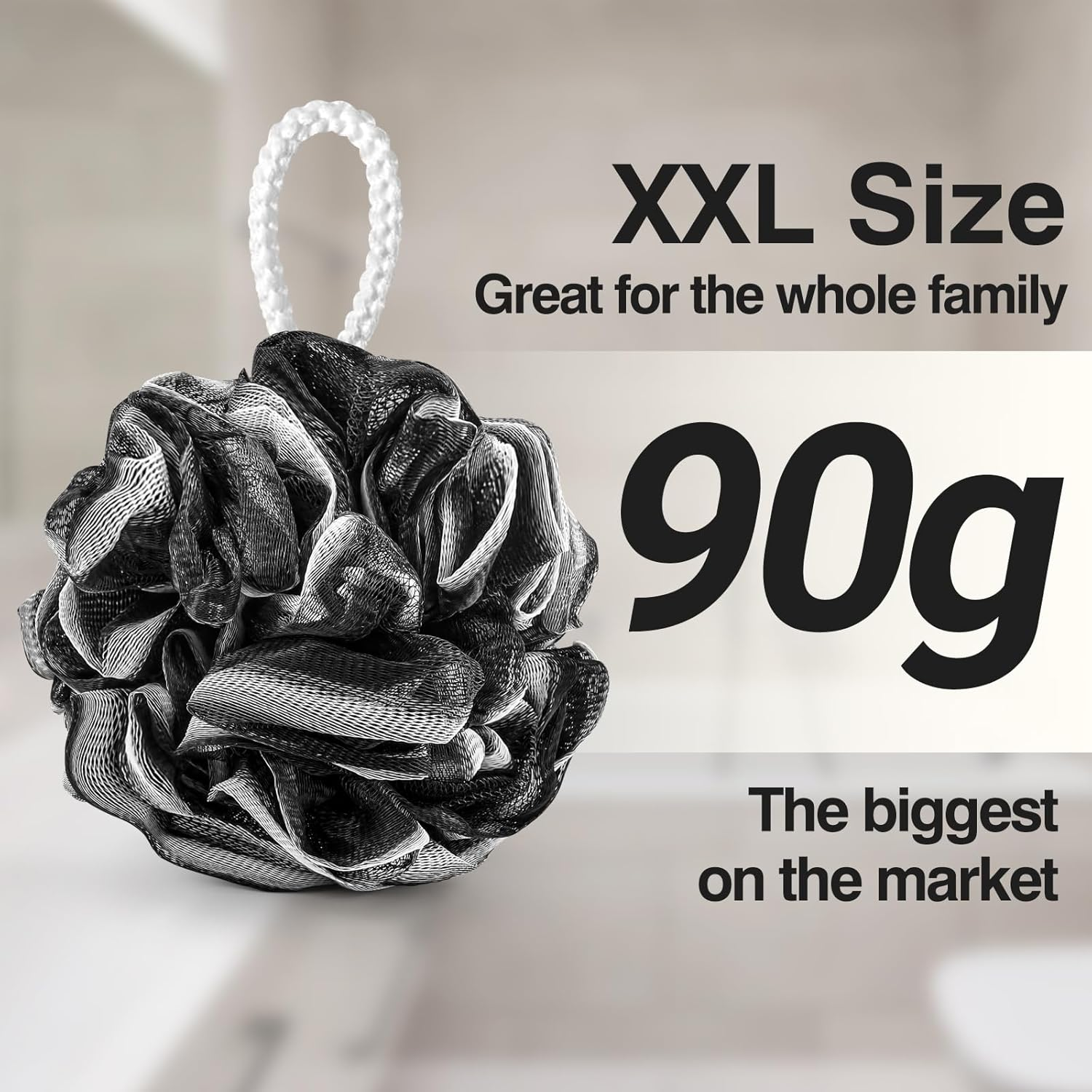 Tilcare XXL 90G Charcoal Shower Loofah 3 Pack by - Perfect Bath Sponge for Exfoliating for Men & Women - Body Scrubber Brush for Cleansing and Smooth Skin - Scrubbies That Remove Excess Oil and Dirt image number 2