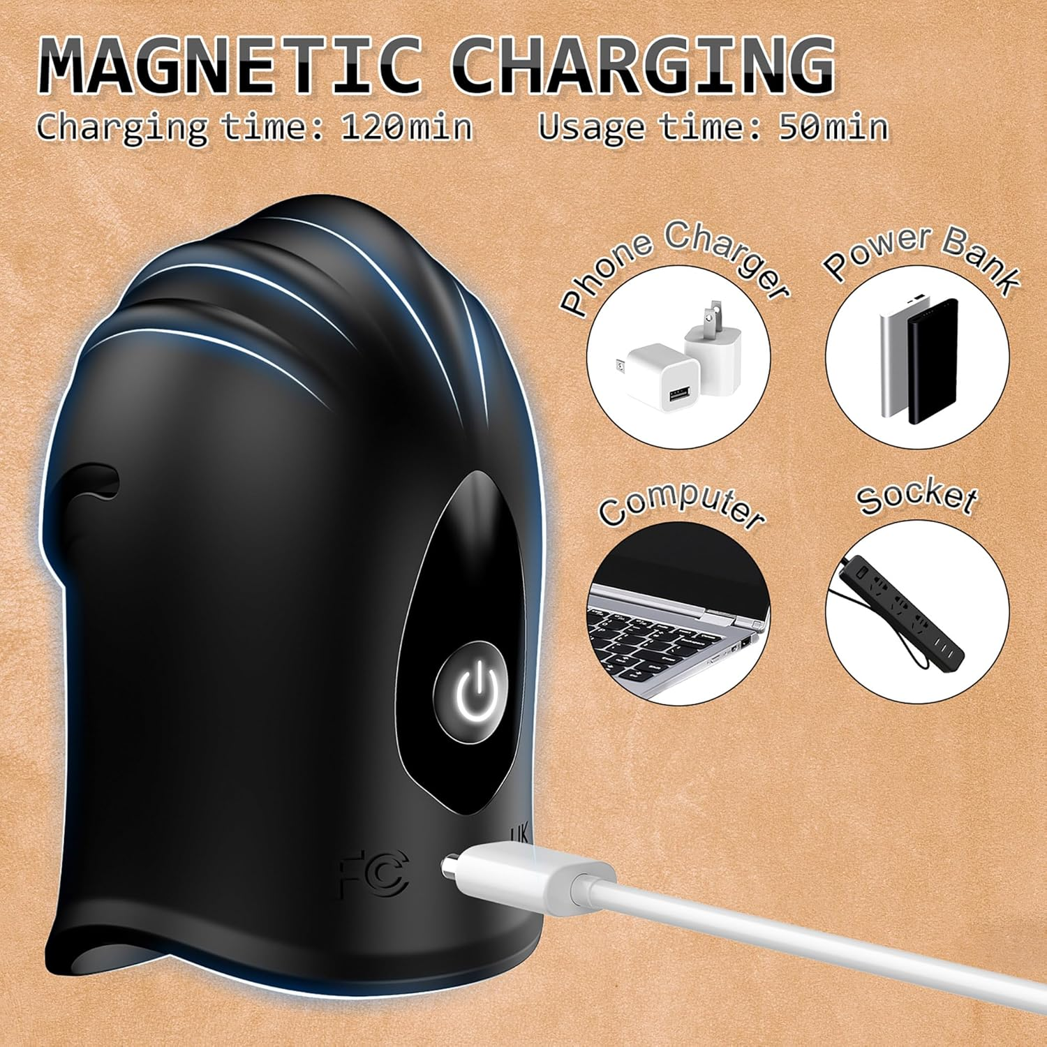 Training Vibrator Male Masturbator, Mens Glans Stimulating Sex Toys, 10 Vibration Modes for Glans Ejaculation Training, Adult Sex Toys for Men Pleasure Prolong Endurance, Adjustable Buckle image number 4