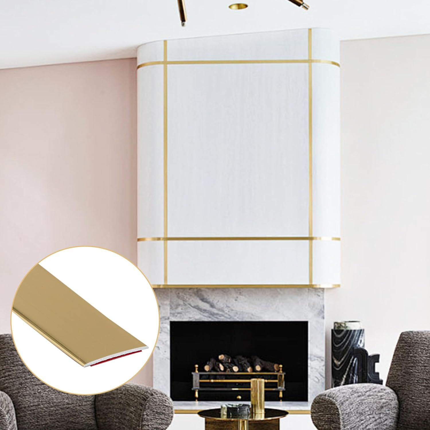 Soengsau Matte Gold Finish Molding Trim, 5M (L) X 1Cm (W) Peel and Stick Decoration Strip for Ceiling, Wall, Tile Edge, Furniture Cabinet, Mirror image number 2
