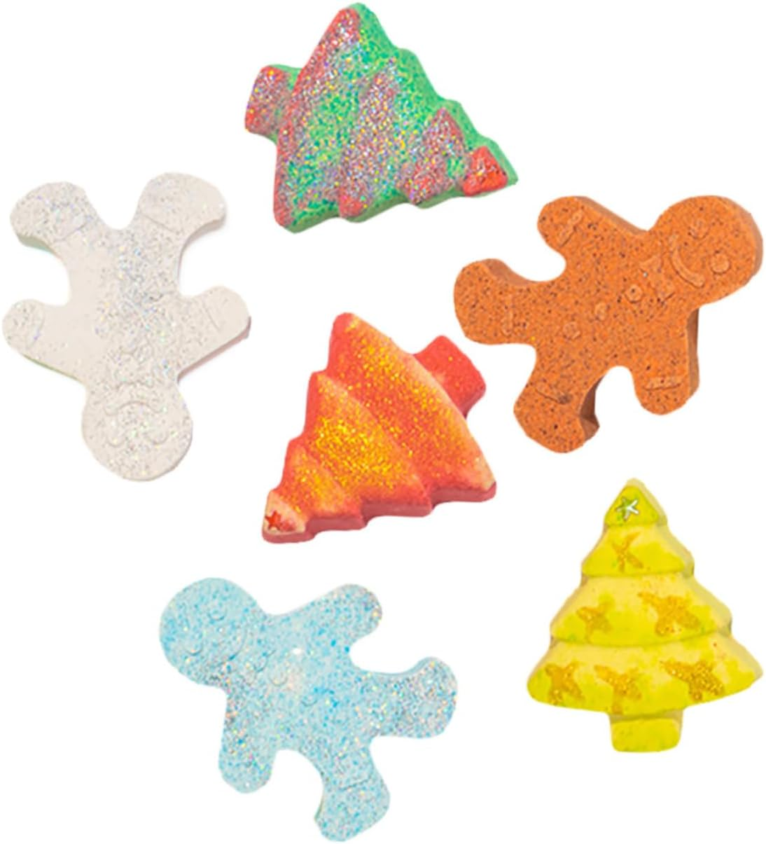 NOLITOY 6Pcs Gingerbread Man Bath Salt Christmas Natural Bathing for Relaxation Colorful Fragrance for Boys and Girls and Family Soaks