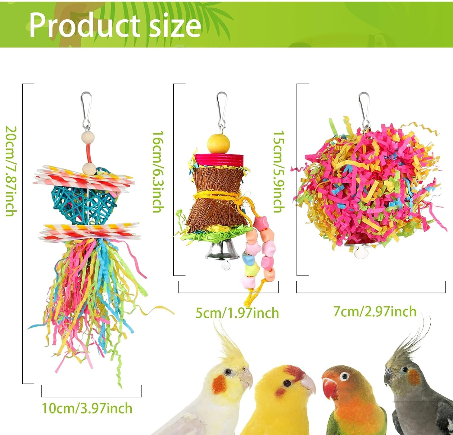 4 Pack Bird Shredder Toys Small Parrot Chewing Toys Parrot Cage Foraging Hanging Toy for Small Bird Parakeets Parrotlets Lovebirds Cockatiels image number 3