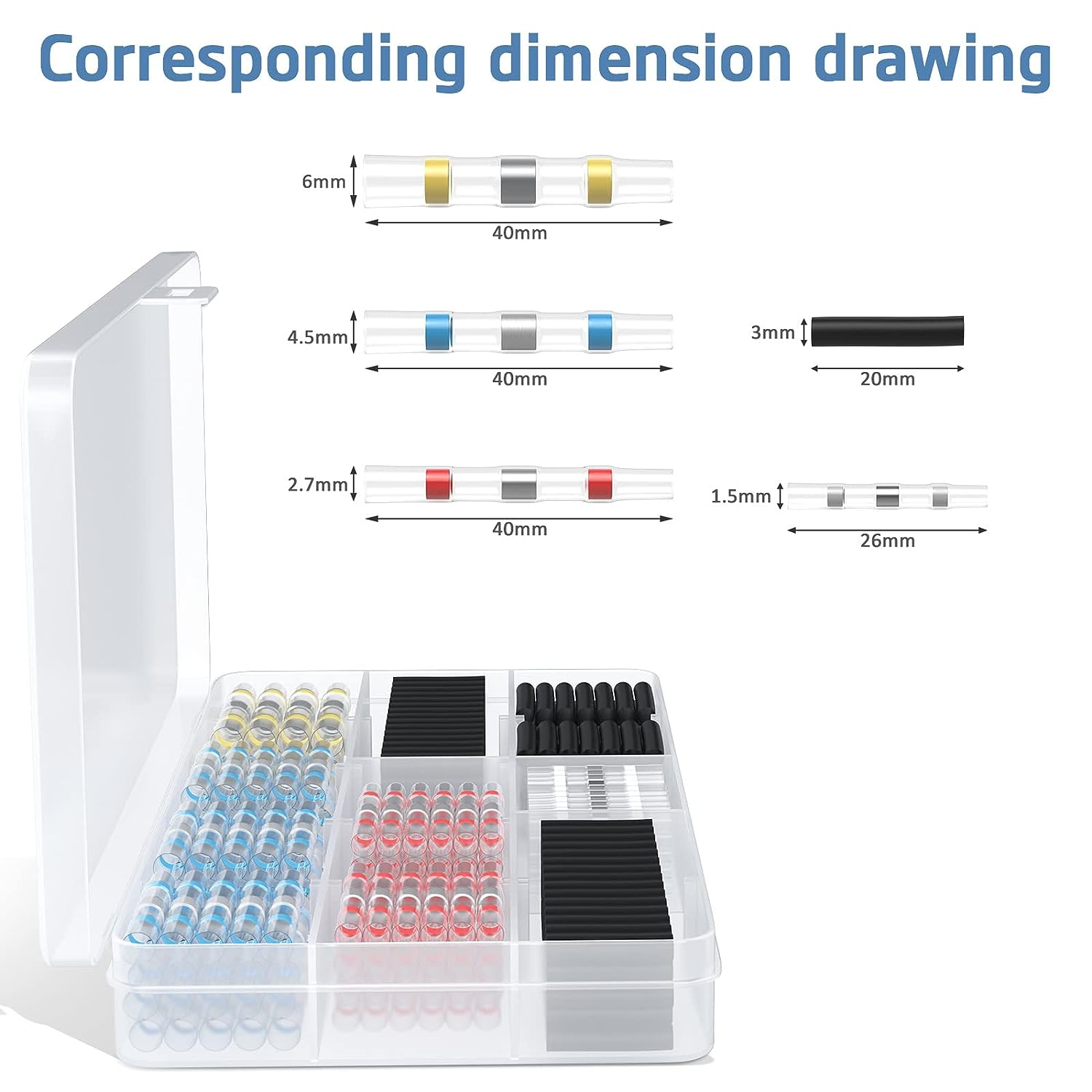 Solder Seal Wire Connectors, Heat Shrink Butt Connectors, Electrical Solder Butt Connectors, Solder Waterproof Insulated Electrical Wire Terminals for Marine Automotive Boat Truck Wire Joint (300Pcs)