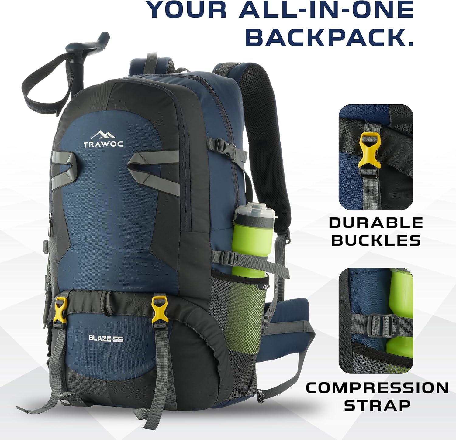 TRAWOC BLAZE 55 Liter Travel Backpack Daypack Bag for Camping Hiking Trekking Bag for Men & Women image number 1