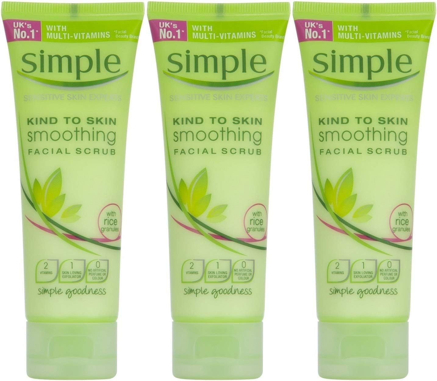 3 PACK of Simple Smoothing Facial Scrub 75Ml