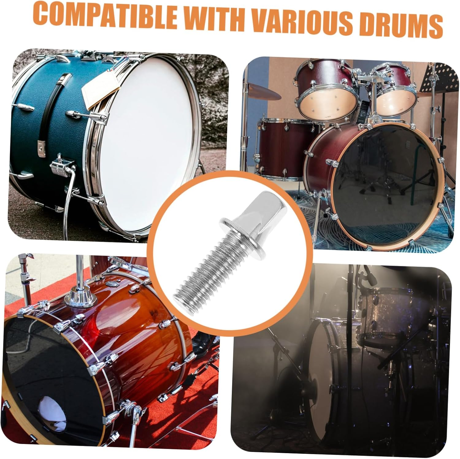 Alasum 10Pcs Drum Screw，Snare Drum Screws Drum Key Bolts Bass Drum Screw Snare Bolts for Drum Pedal Shaft