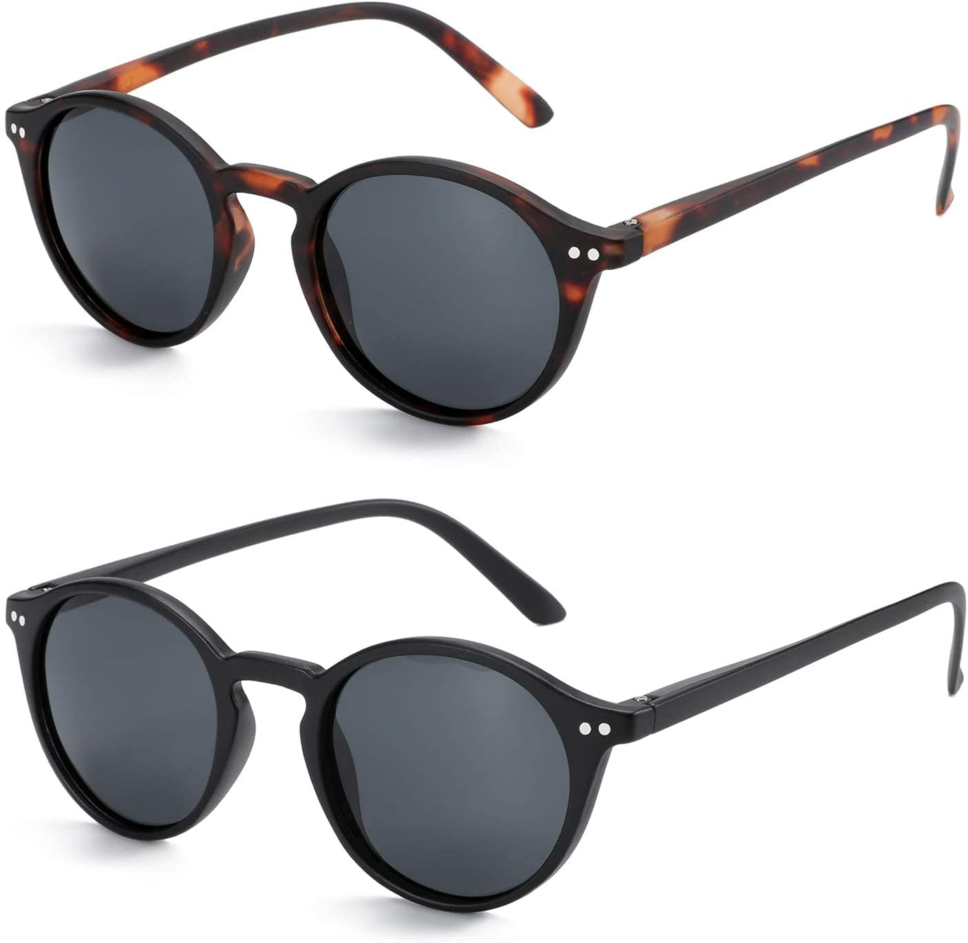 ZENOTTIC Polarized Sunglasses for Women Men: Retro Shades round Square Frame UV Protection 2 Pack