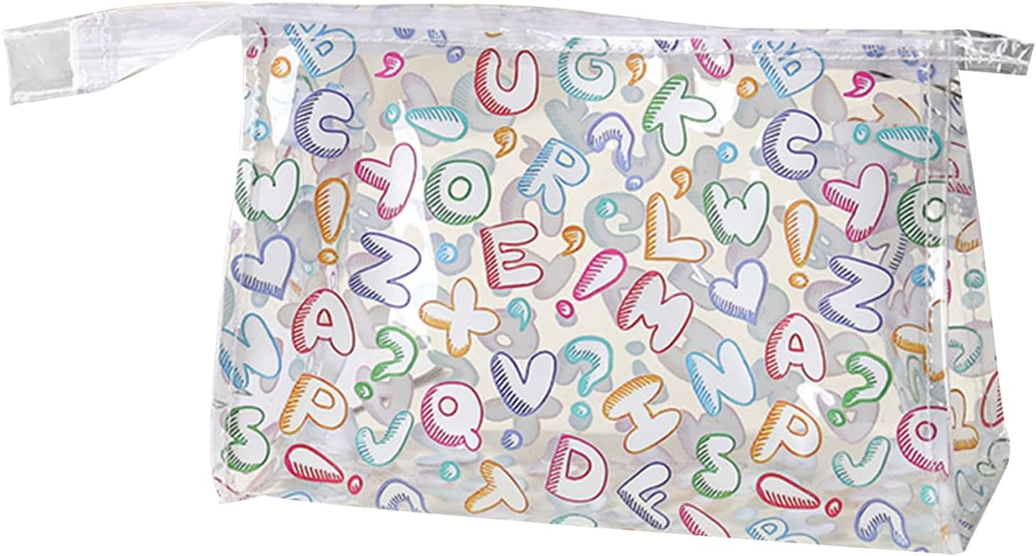 BSITSSS Cosmetic Bag Transparent Colourful Letters Make-Up Bag for Women Girls Mothers Best Friends and Bridesmaids, Colourful, Cosmetic Bag Transparent image number 2