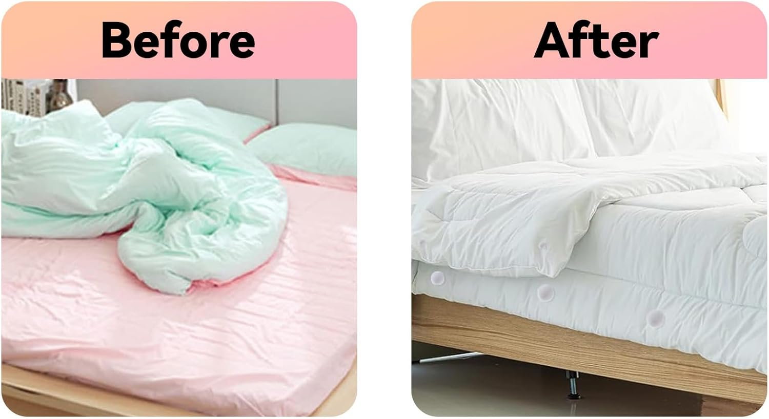 16 Pcs Duvet Pins - Duvet Cover Holding Clip, Reusable Quilt Fixing Buckle, Non-Slip Comforter Clips Keeps Comforter from Shifting for Fixing Bed Sheets, Duvet Covers, Cushions, Curtains (White)