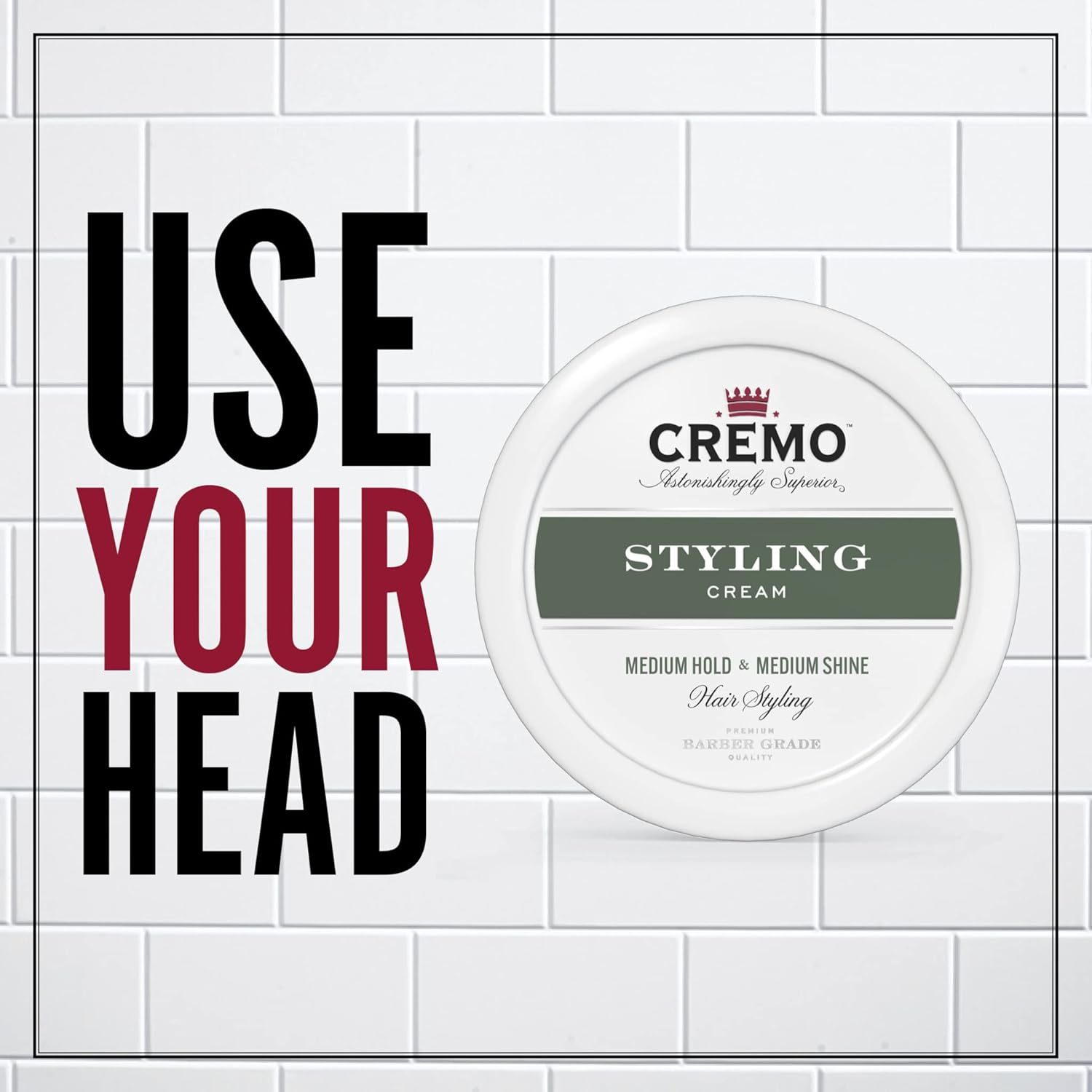 CREMO - Barber Grade Hair Styling Cream for Men | Medium Hold & Medium Shine | All Hair Types | 113G image number 3