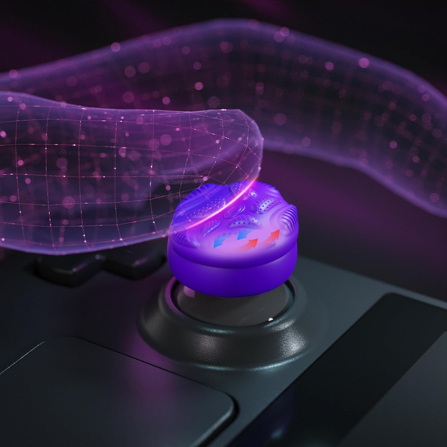 Playvital Thumb Grips for Steam Deck LCD & OLED (4-Pack), Thumb Cushion Caps with Anti-Slip Texture, Height-Boost Joystick Cover for Steam Deck Accessories - Raindrop Texture Purple