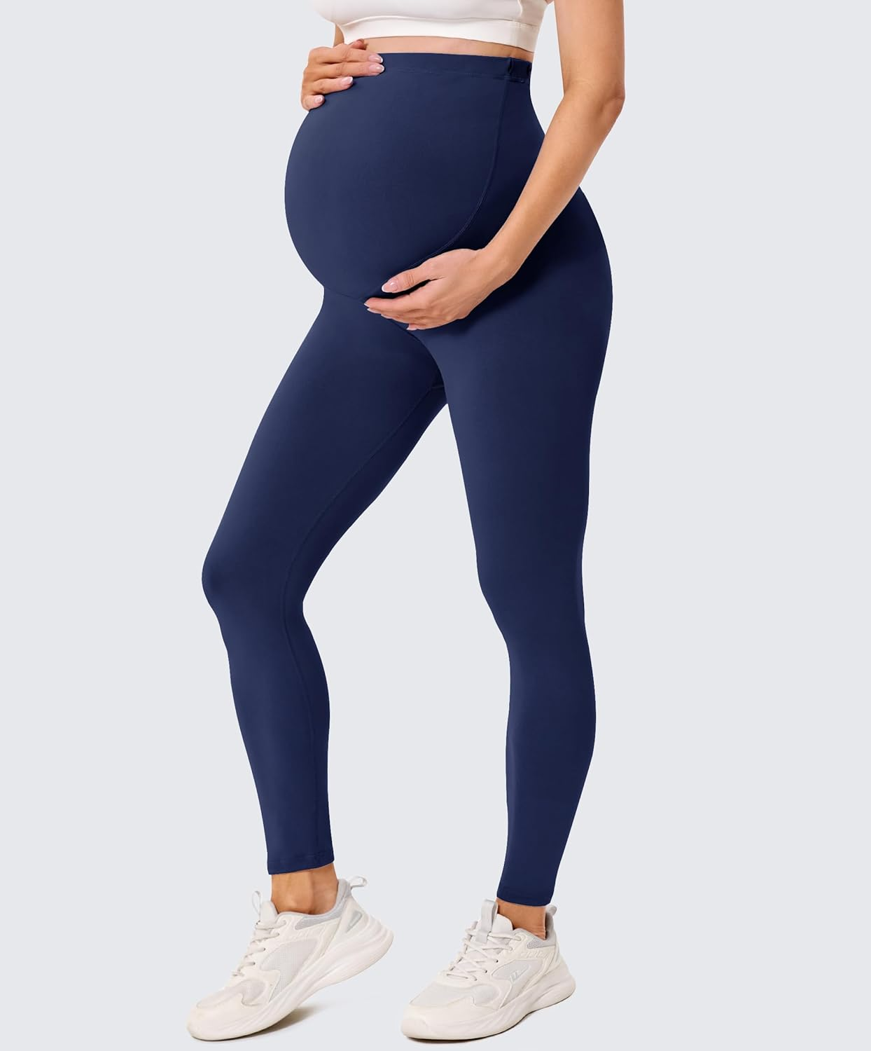 BAYDI Creamlush Women'S Pregnancy Leggings with Adjustable Abdominal Support, Soft High Waist Maternity Leggings, Opaque Maternity Trousers, Comfortable for Yoga, Leisure, Pyjamas, 1 Pack - Navy Blue image number 4