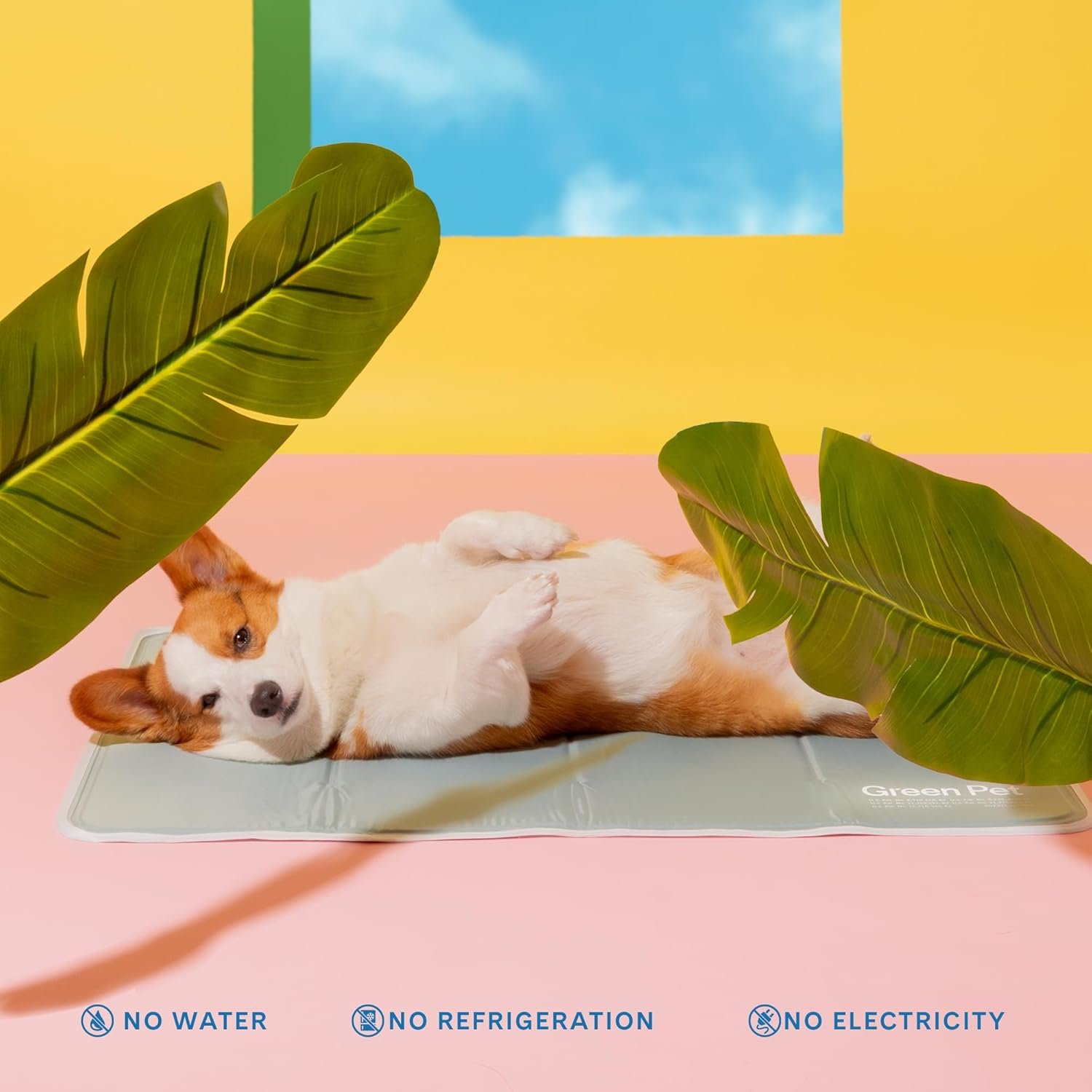 The Green Pet Shop Cool Pet Pad - Medium, Sage Grey - Self-Cooling, Pressure Activated Mat for Dogs & Cats from 21-45 Lbs - Non-Toxic Gel, No Water Needed - Sage Grey image number 5