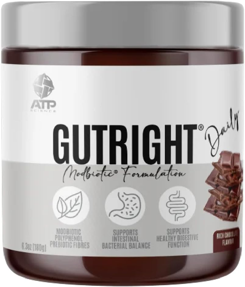 ATP Science Gutright&reg; Gut Daily Health Supplement, Modbiotic and Polyphenol Compounds for Better Gut Health, Digestion & Digestive Support, Plant-Based, Non-Gmo, Fibre, Flavour: Rich Chocolate, 150G image number 2