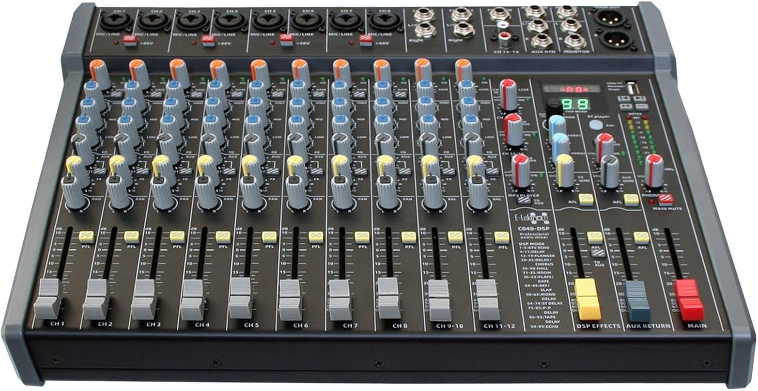 E-Lektron C848 DSP Effects Studio Audio Mixer 16-Channel with Bluetooth USB Play Audio Interface image number 3