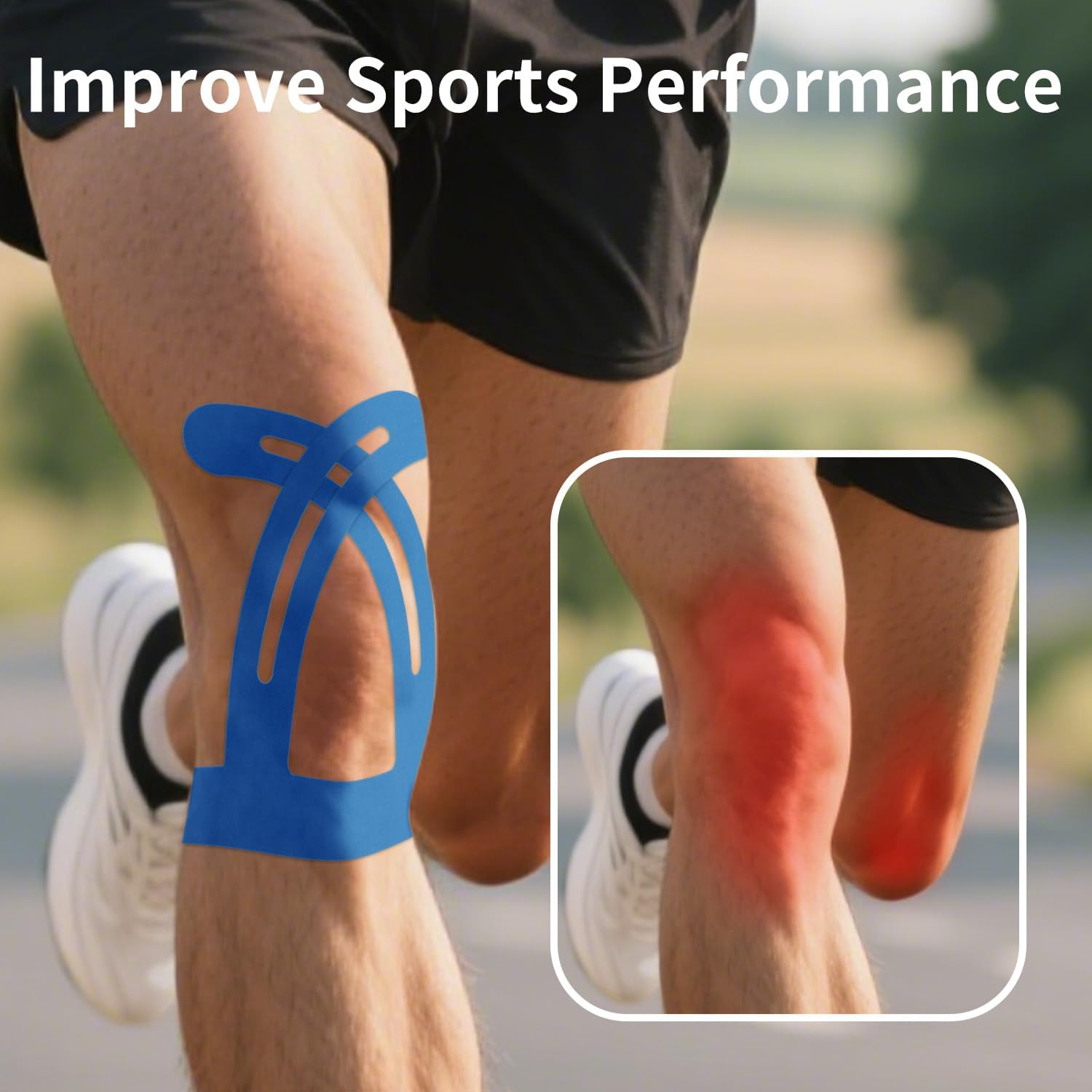 10 Pack Kinesiology Tape for Knee Support, Pre-Cut Kinesiology Tape for Knee Stability & Pain Relief, Waterproof Sports Tape, Hypoallergenic Breathable for Men & Women (Black) image number 3