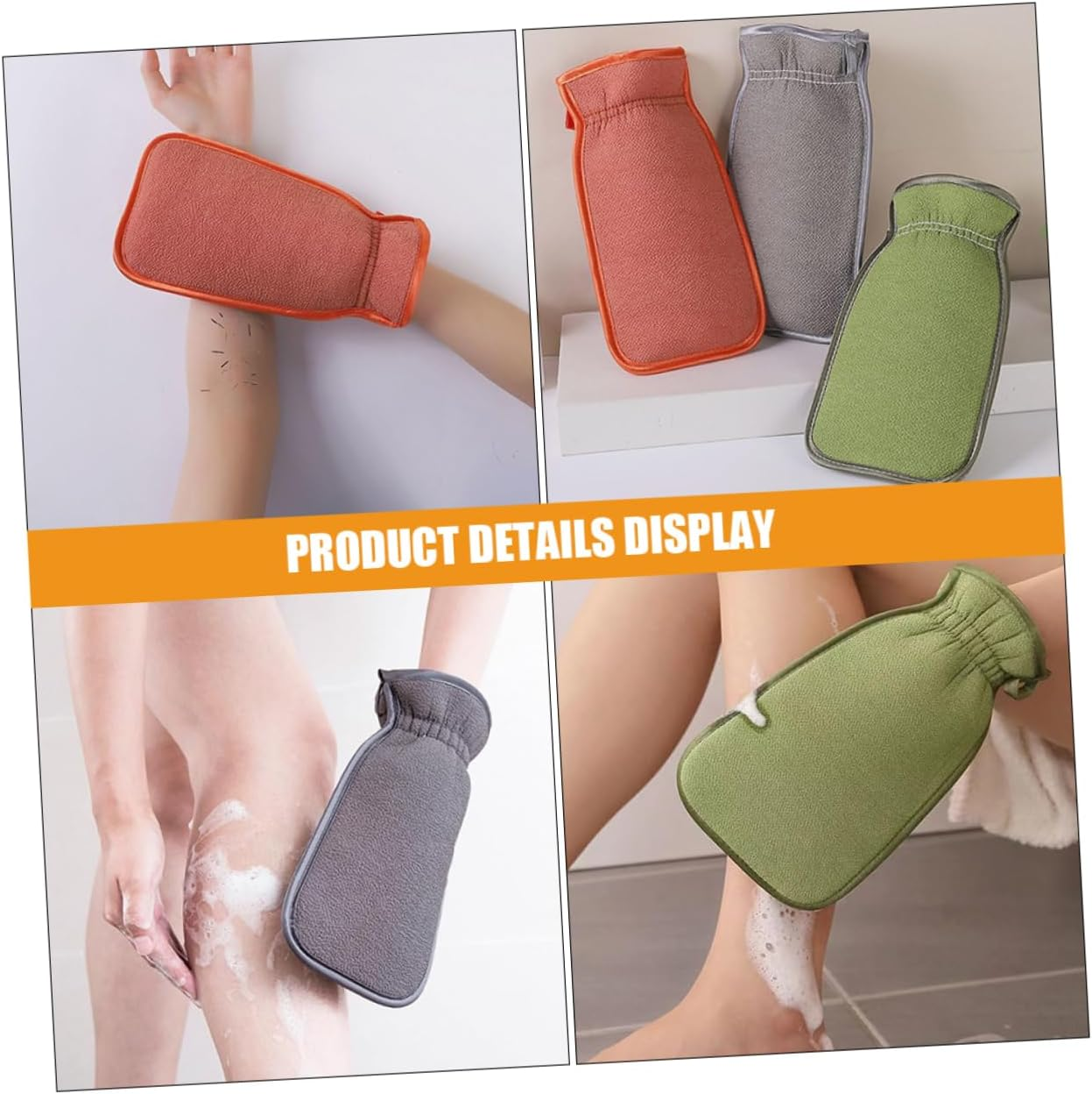 SAFIGLE 3Pcs Deep Cleansing Body Scrub Gloves for Shower Exfoliating Mitts Comfortable Fit image number 2