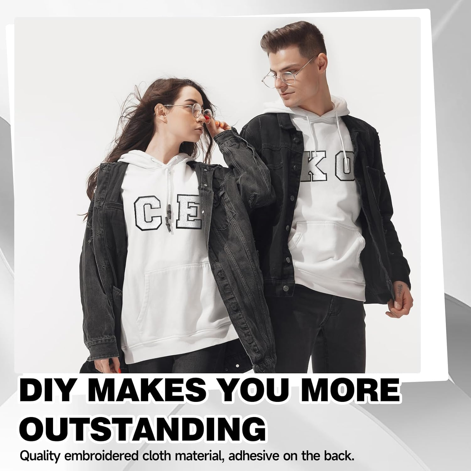 VGROSIA Iron on Letters, 4.5Inch Large Chenille Iron on Patch Alphabet Patches for Varsity/Jacket/Hoodie/Hats (White,A) image number 4