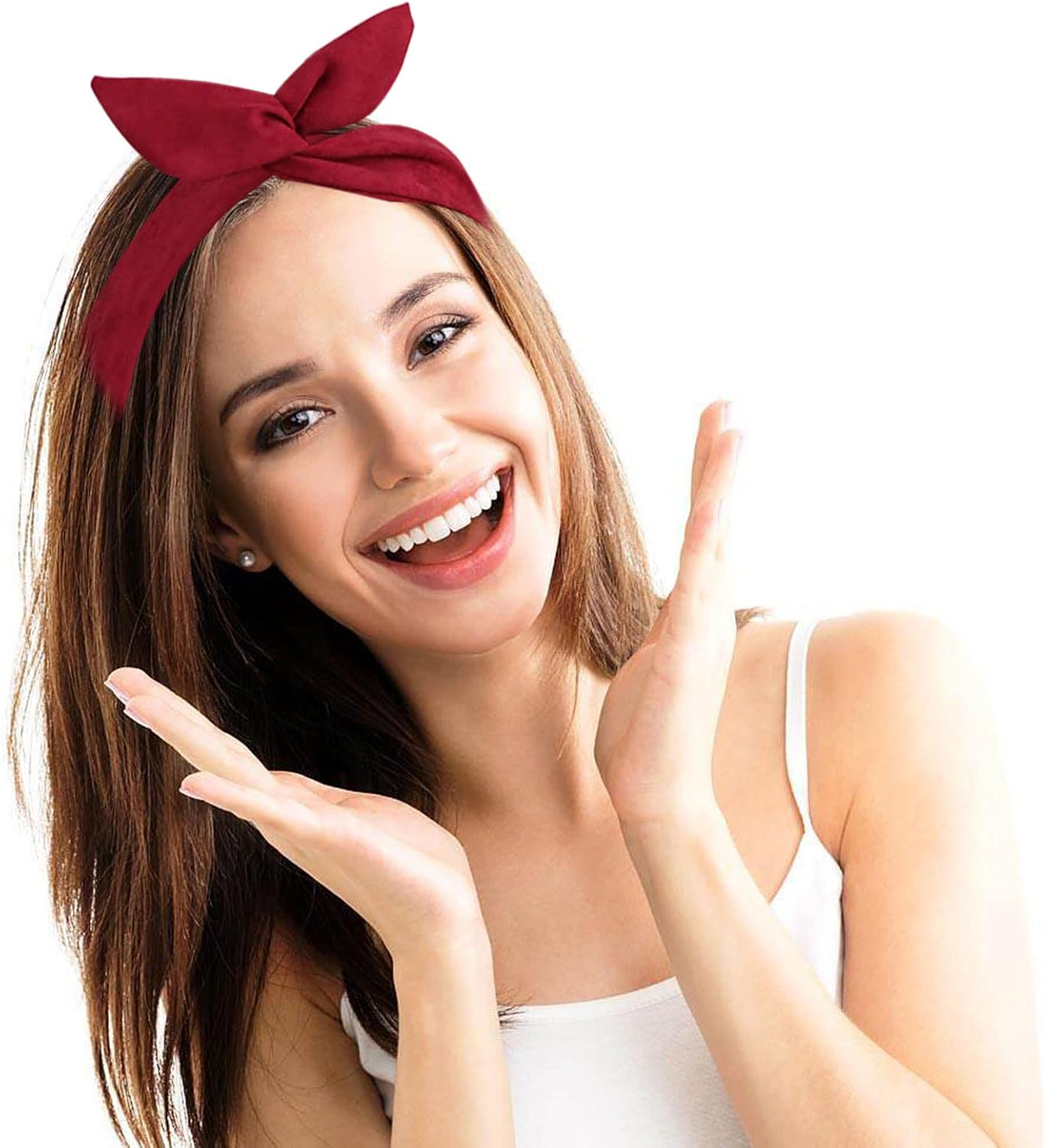 4 Pieces Headband with Bow Vintage, Headband Women Headband Women'S Hair Band Bow Hair Band Wire Retro Headband Hair Band with Wire Plain Hair Band Rockabilly Women'S Wire Bendable Hair Band image number 1