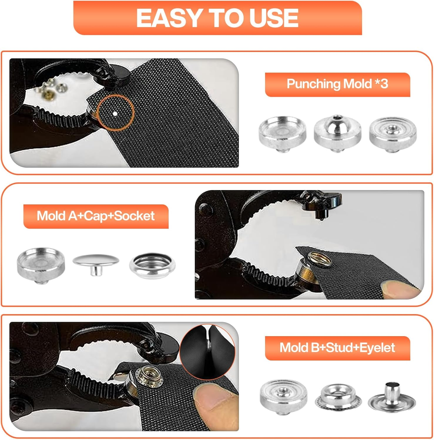 SHAVINGFUN Heavy Duty Snap Fastener Tool, Snap Pliers Tool Kit for Boat Cover Snaps,Punching Function, Snap Button Tool with Adjustable Setter,Replacing Metal Snaps, Repairing Boat Covers, Canvas, Sewing