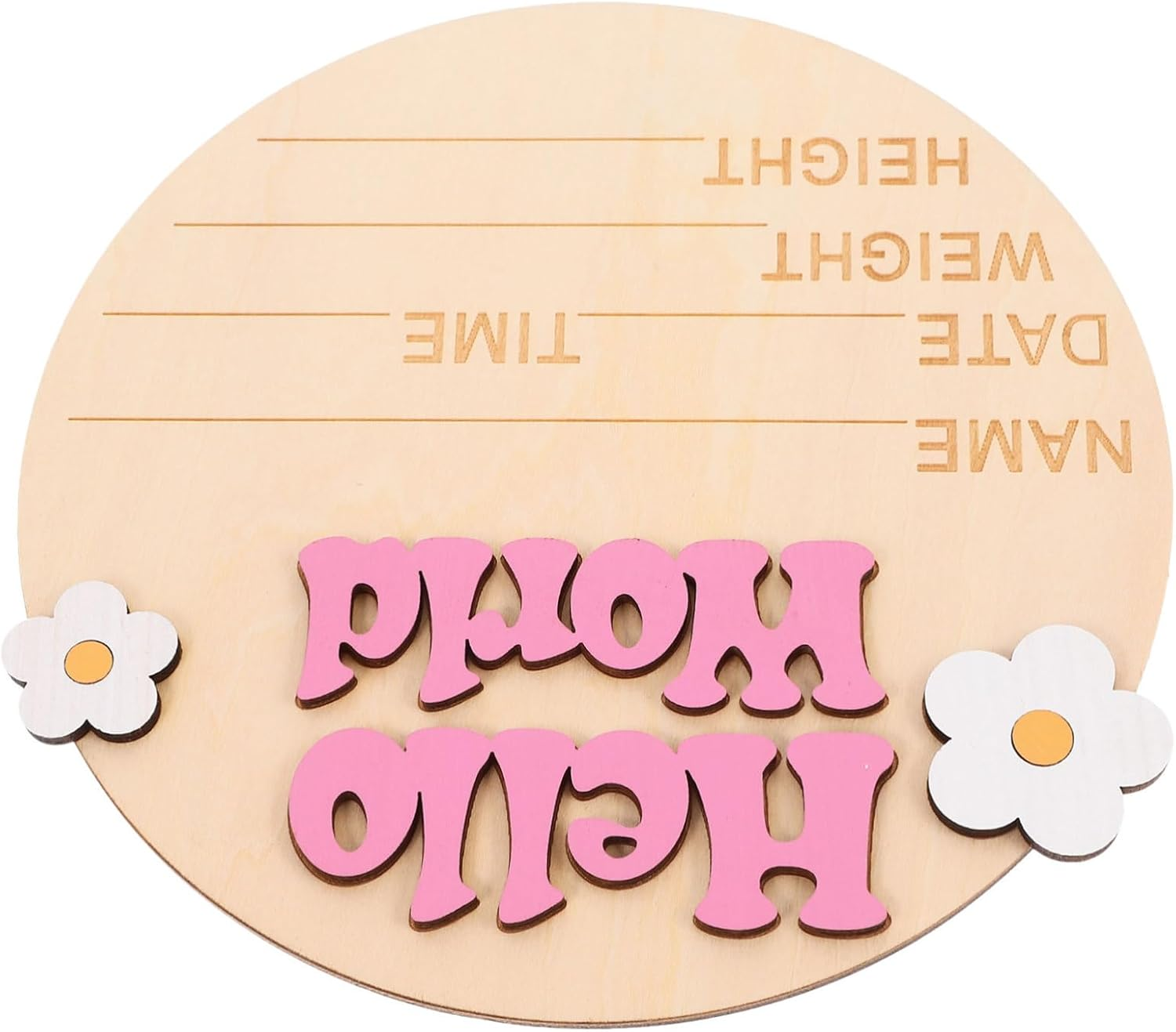 CLISPEED Wood Baby Announcement Sign Baby Name Cards for Nursery Newborn Birth Announcement Plaques in Deep Pink and Photo Prop