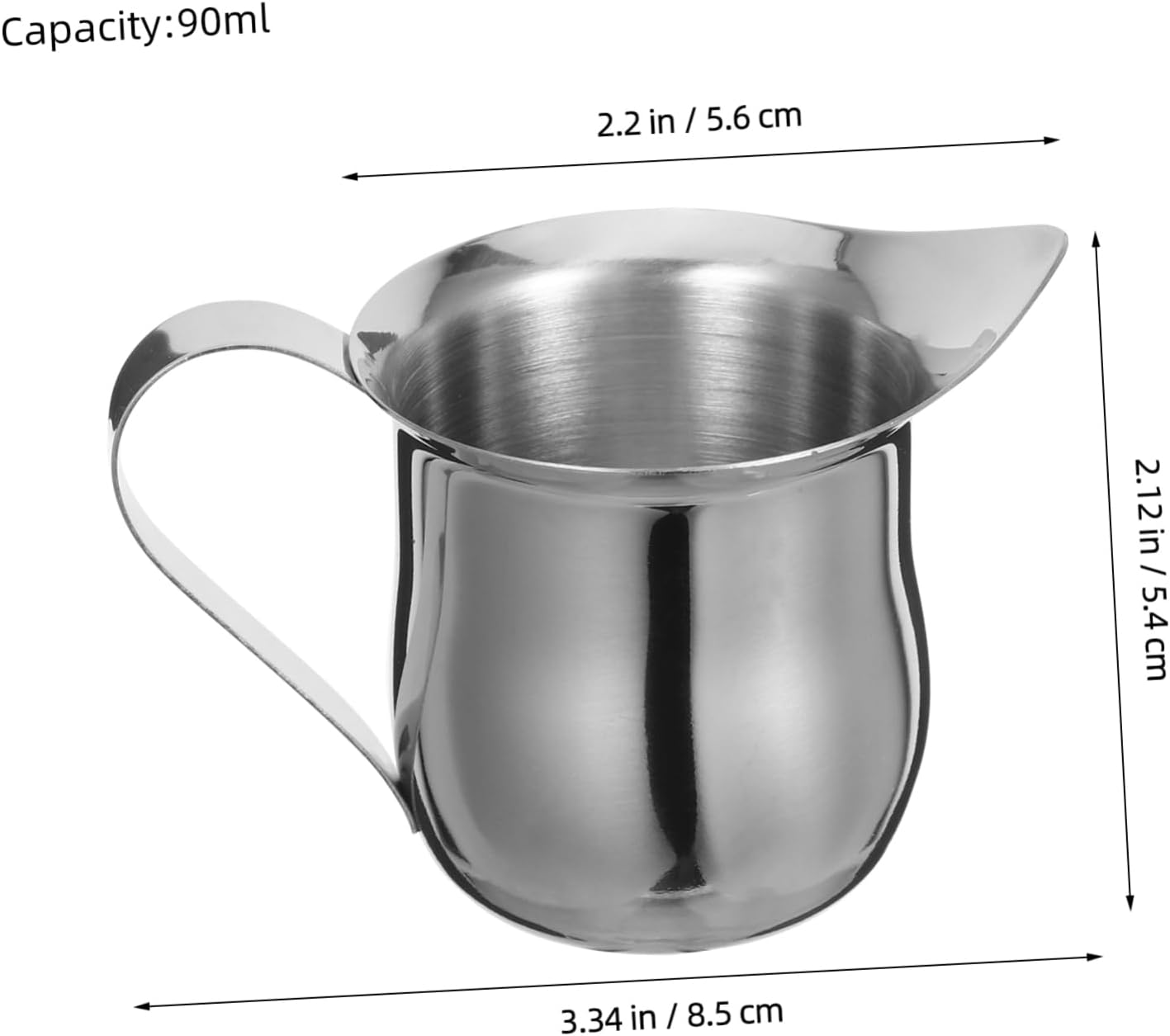 FUNOMOCYA Stainless Steel Mini Coffee Jug 3Oz 90Ml Milk Frothing Pitcher Espresso Milk Steamer Cup for Home Coffee Brewing 2Pcs Set image number 2