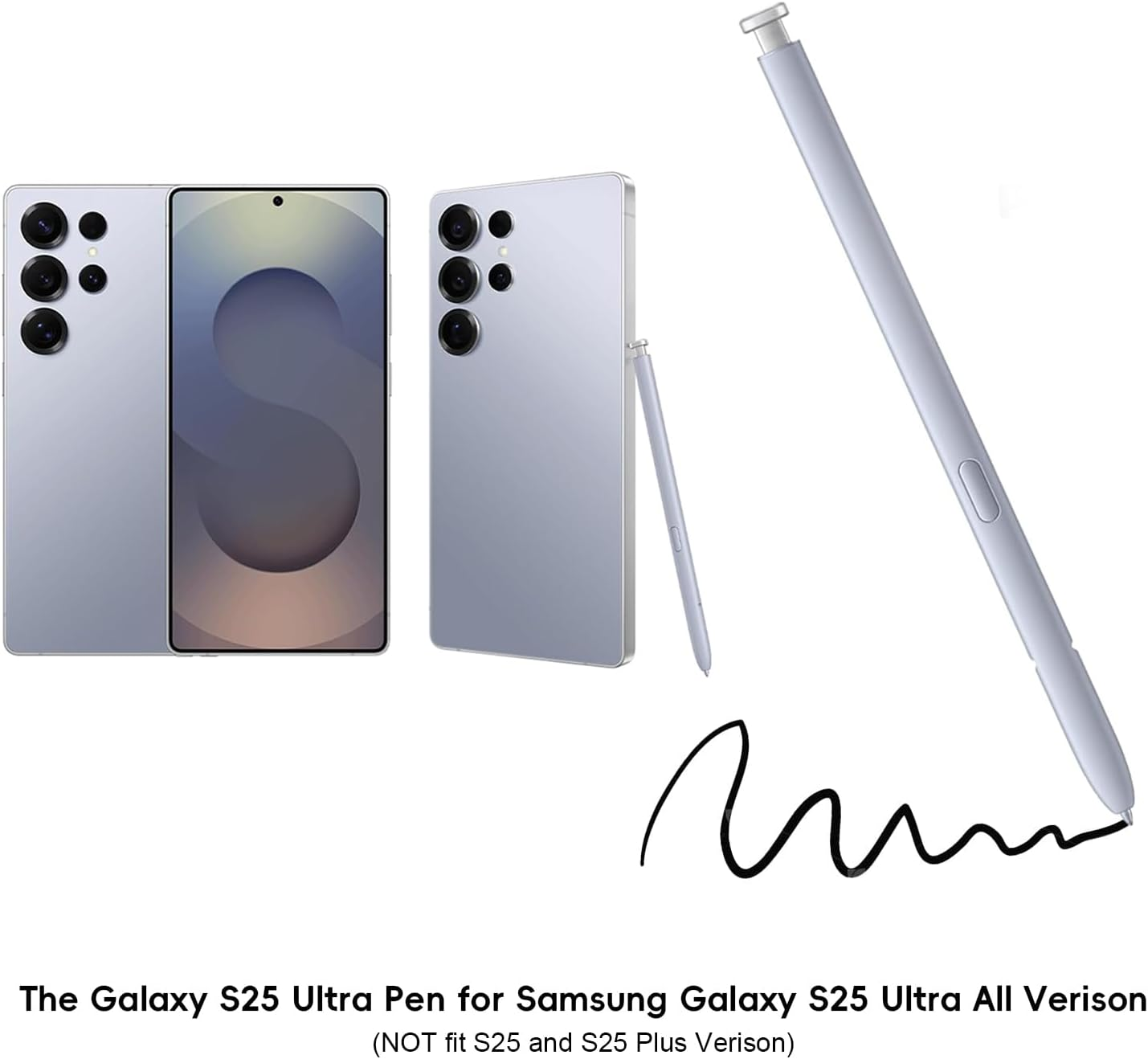 S25 Ultra S Pen Replacement - Compatible for Samsung Galaxy S25 Ultra 5G All Versions, 4096 Pressure Sensitivity Stylus Pen for S25 Ultra (Without Bluetooth) (Light Silver) image number 2