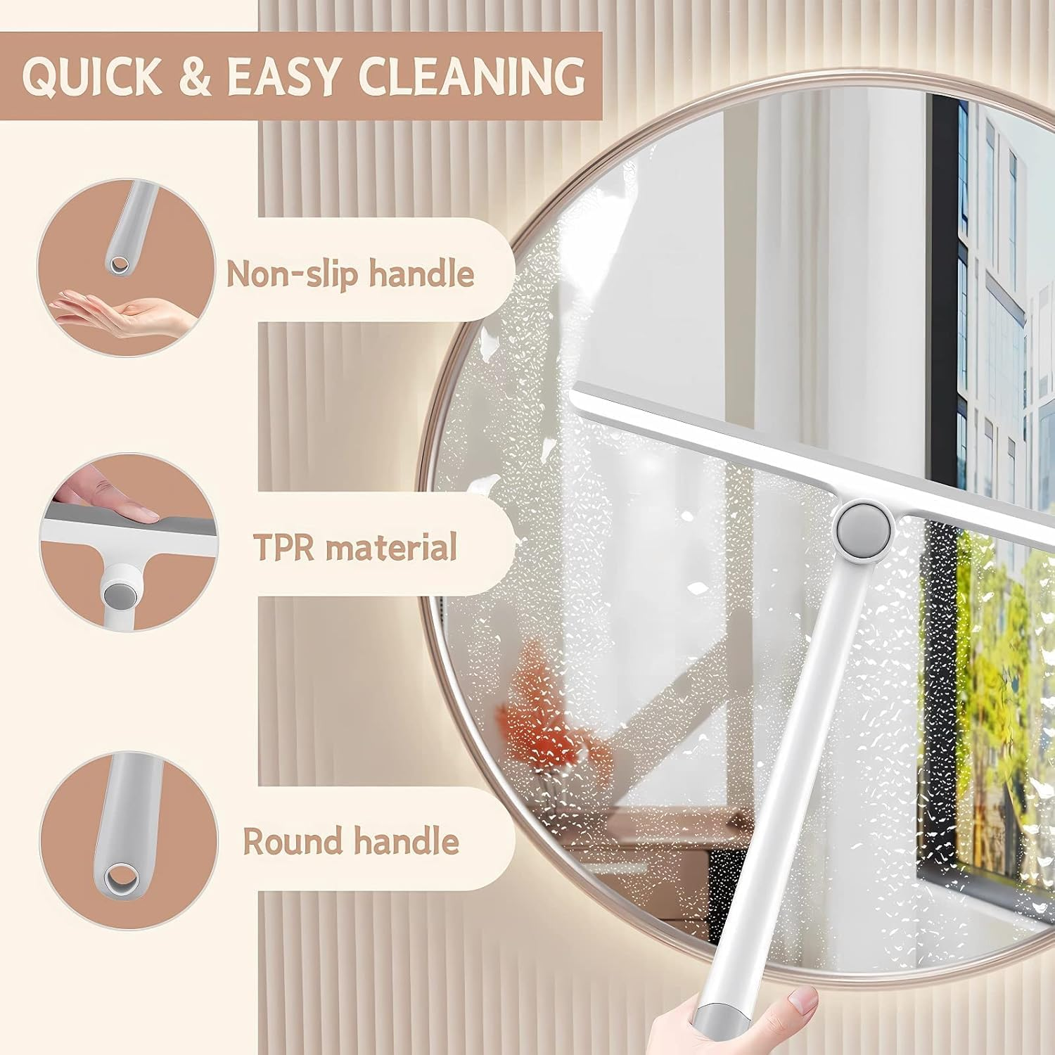 T-Shape Shower Squeegee for Window Glass,1Pc Heavy Duty Window Scrubber Flooring Scrubbler of Bathroom, T-Shape Glass Scraper Cleaning Wiper,Silicone Shower Window Squeegees, White - Blue image number 7