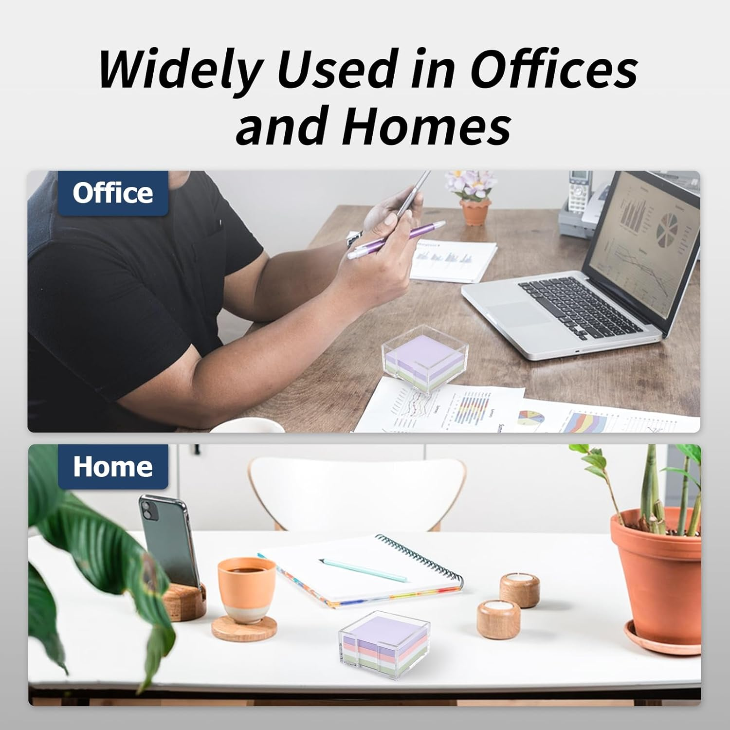 Acrylic Sticky Note Holder, 3 X 3 Crystal Clear Acrylic Notepad Holder Acrylic Sticky Note Dispenser for Dorm Room and Office Desk Organizer image number 4