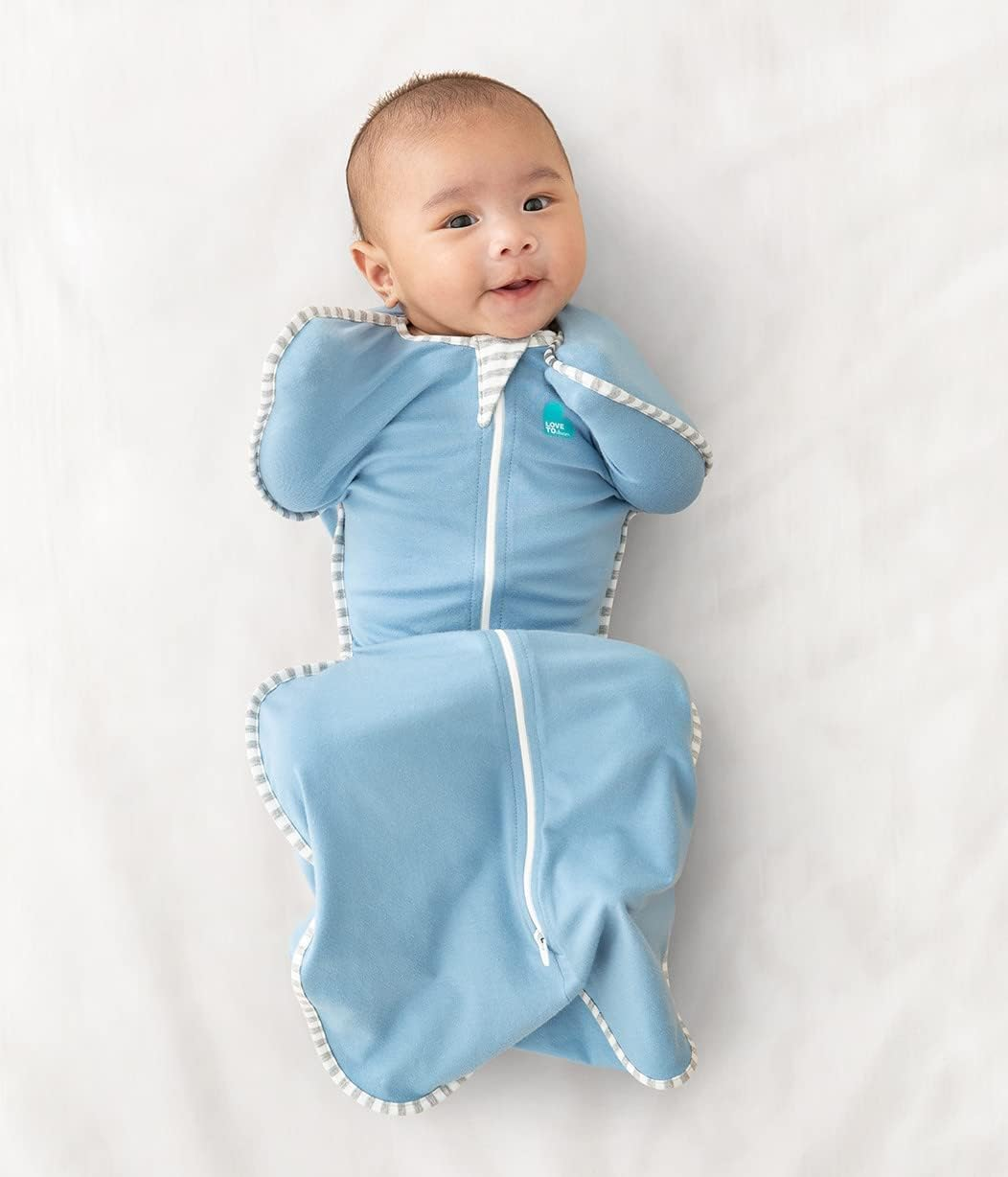 Love to Dream Swaddle up Original, Small (3.5-6Kg), Ideal for Moderate Room Temperatures (20-24&deg;C), 1.0 TOG, Arms up Position, Twin Zipper for Easy Nappy Changes, Dusty Blue image number 2