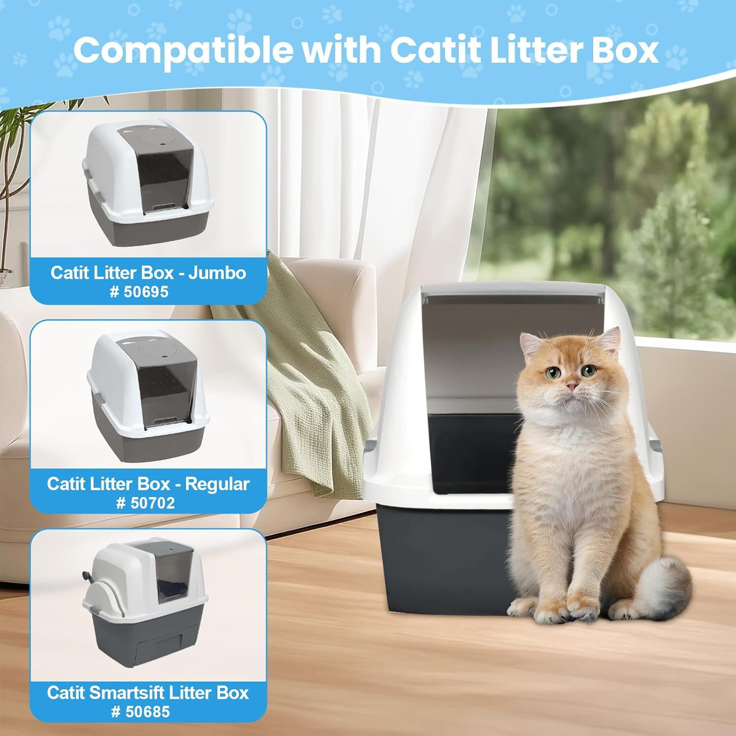 10 Pack Filter Replacement for Catit Litter Boxes Jumbo/Regular/Catit Smartsift Litter Box, Dual Action Air Purifier Pads to Absorb and Fresh Litter Box Odors image number 2