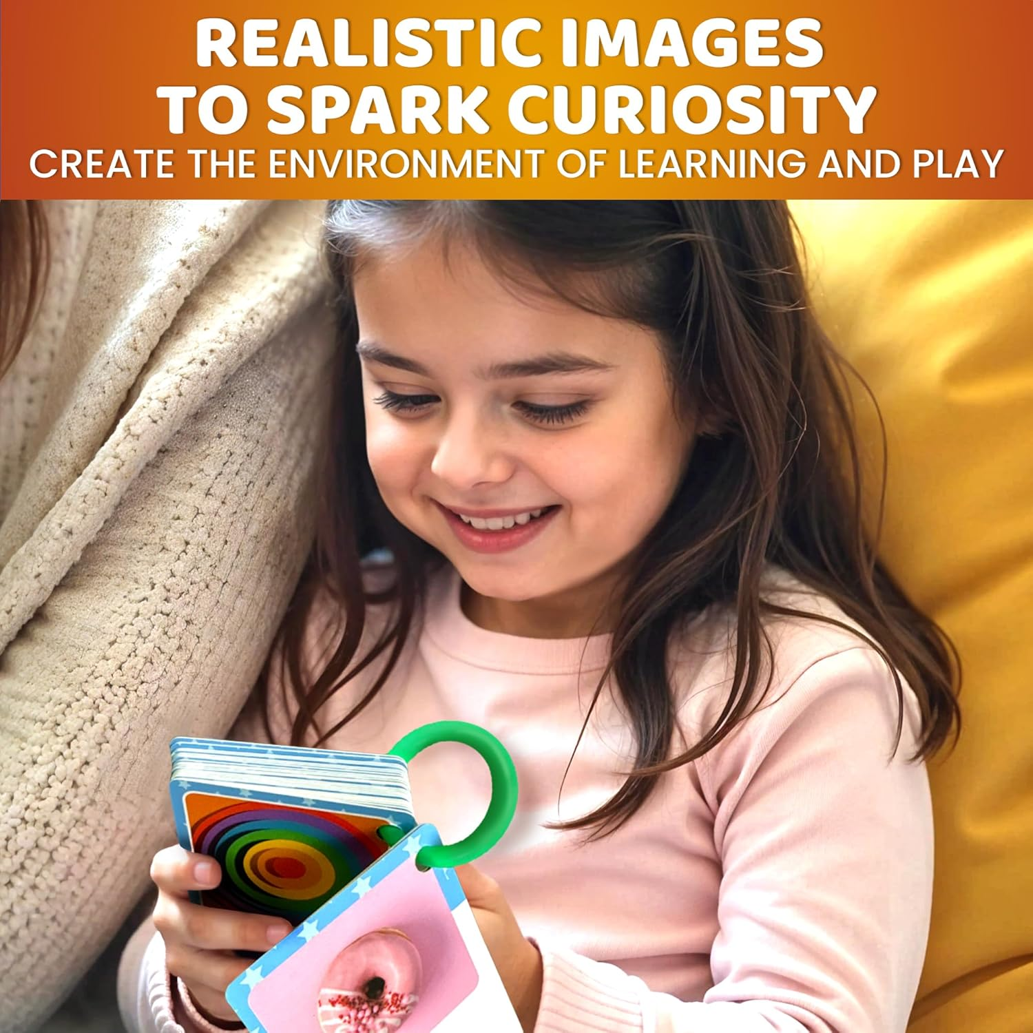 Quokka 225 Flash Cards for Toddlers 1-3 &ndash; Alphabet & First Words Flashcards with Rings &ndash; Toddler Educational Toys for Learning &ndash; Fun Big Size Letter Flashcards for Toddlers 3-5 Years image number 4