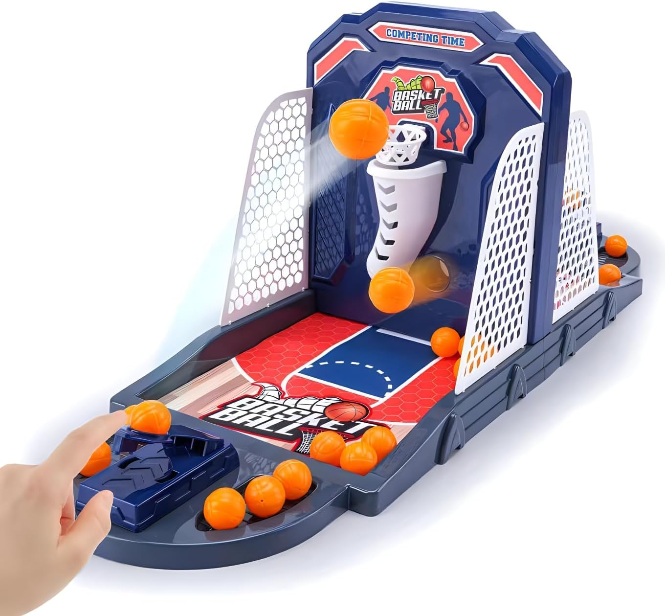 Basketball Shooting Game Toy, Desktop Table Basketball Games Set with Basketball Court, Move Basket, Light and Score Fun Sports Novelty Toy 24&rdquo;Finger Shoot Toy -Ideal for Kids & Adults image number 3
