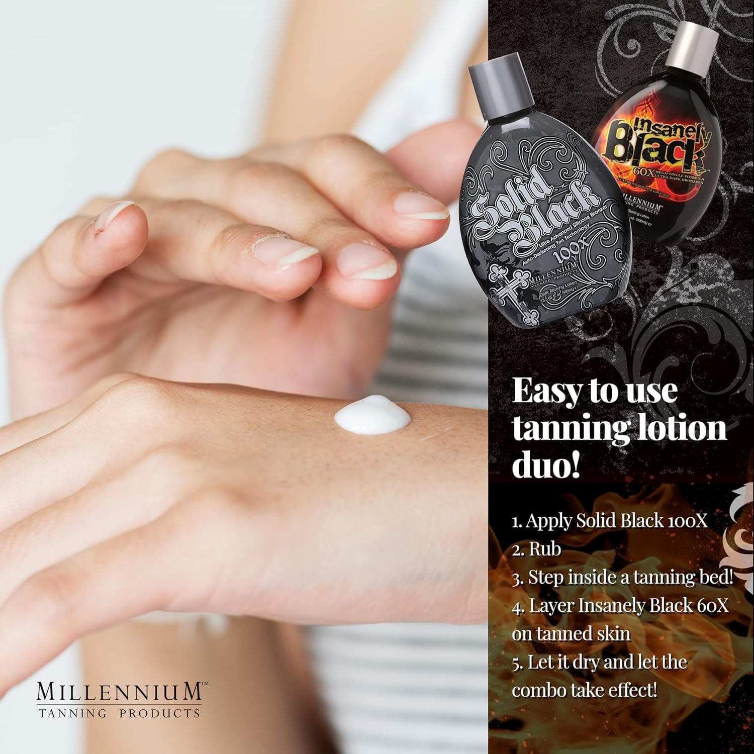 Millennium Tanning Products, Solid Black 100X (13.5 Oz) and Insanely Black 60X (13.5 Oz) image number 1