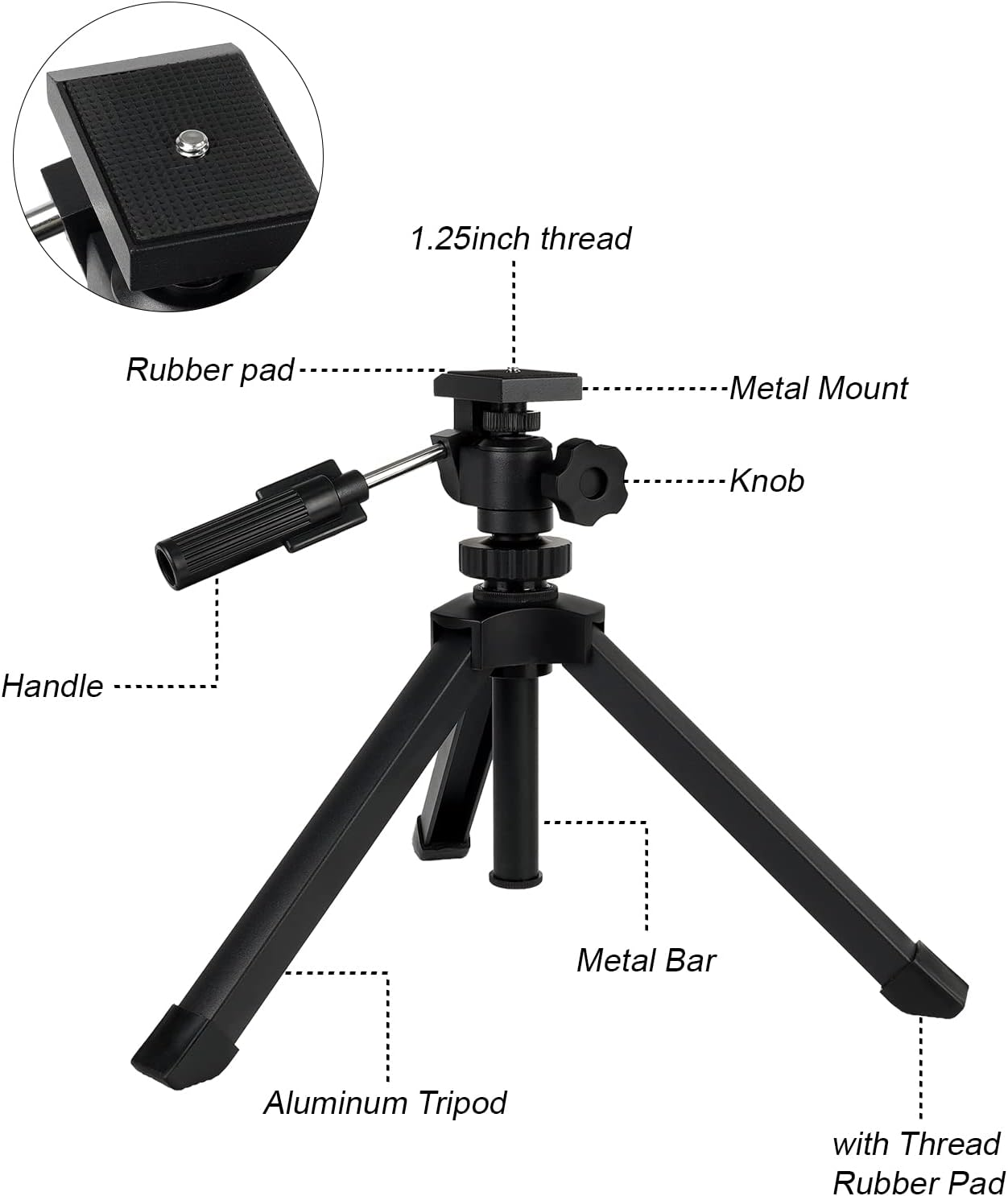 SVBONY SV146 Tabletop Tripod, Spotting Scope Tripod, Adjustable Portable Tripod for Spotting Scope Binoculars Monoculars DSLR Cameras image number 5
