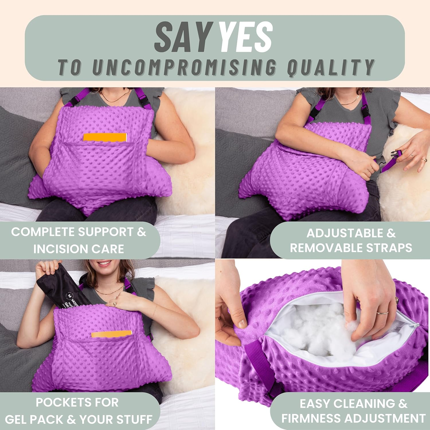 MOYOAMA Hysterectomy Pillow Post Surgery for Hysterectomy Recovery Must Haves- Surgery Pillow for Abdomen, Abdominal Pillow Post Surgery, Abdominal Surgery Recovery Pillow for Hysterectomy Gifts image number 6