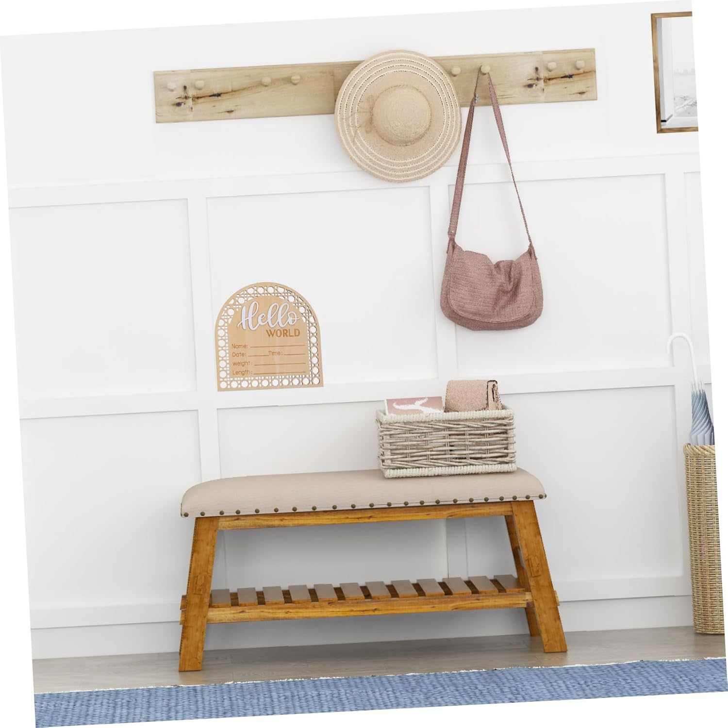 2Pcs Birth Announcement Wooden Sign Newborn Card Wood Name Sign for Nursery Decor image number 5