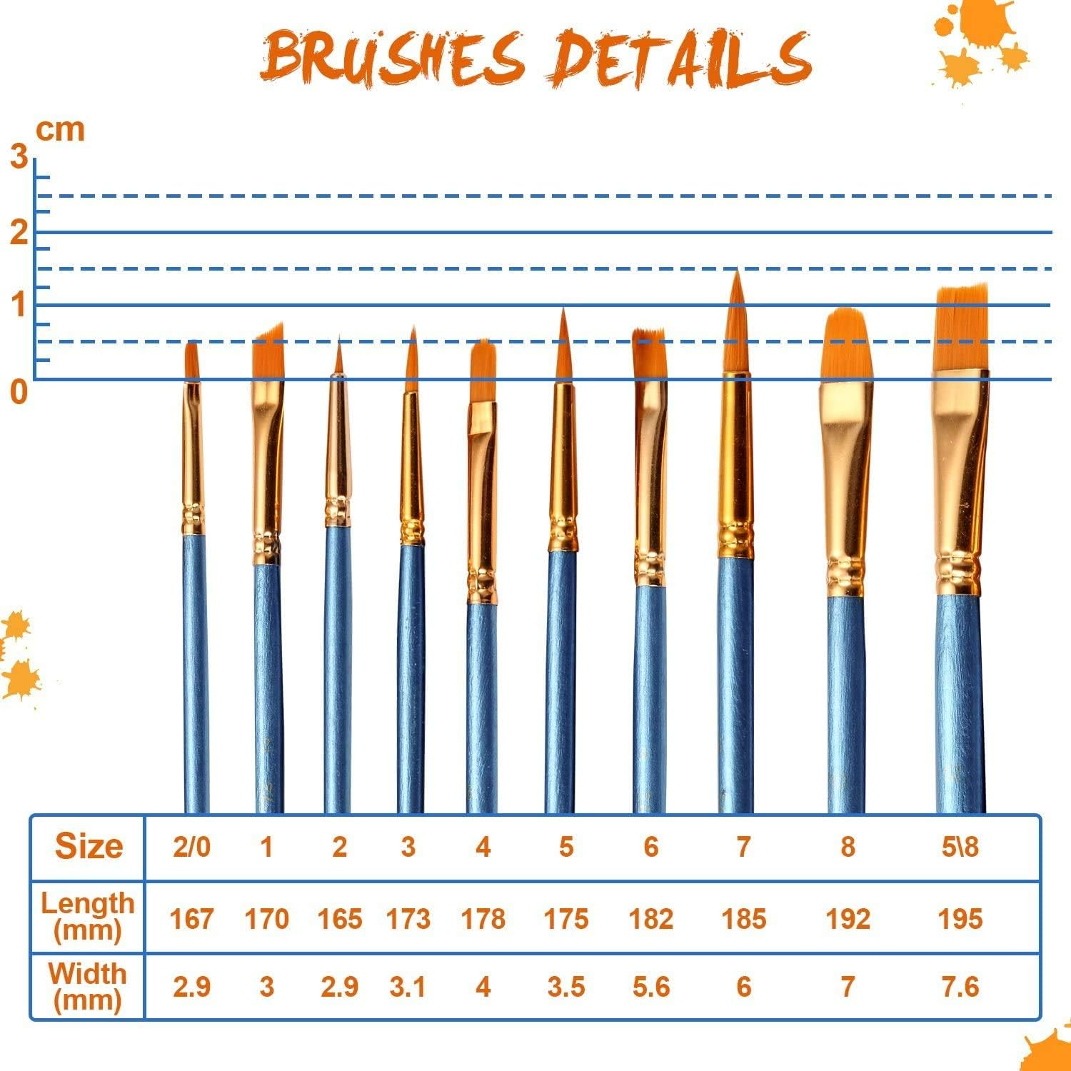 3 Pack Paint Brush Set, 30 Pcs Nylon Hair Brushes for Acrylic Oil Watercolor Painting Artist Professional Painting Kits