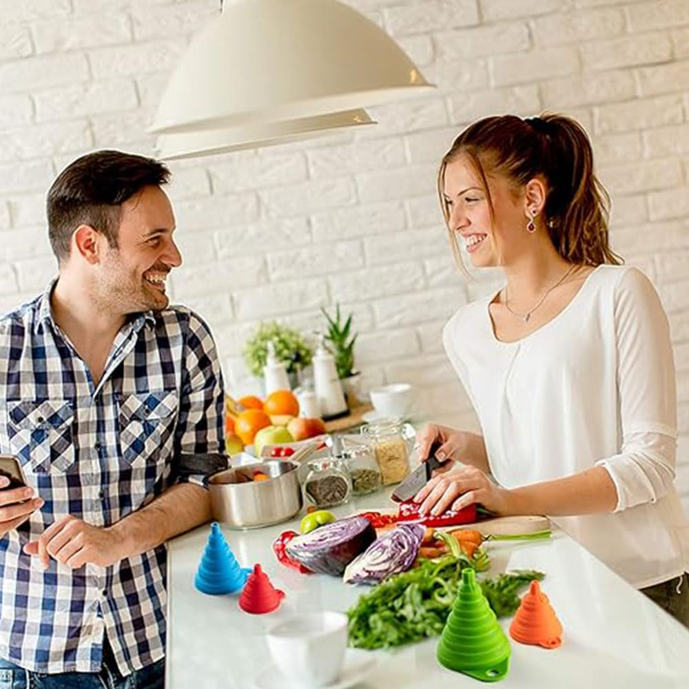 3Pcs Kitchen Funnel Set, Collapsible Funnel, Food Grade Silicone Funnel, Kitchen Gadgets Accessories Silicone Collapsible Funnels for Filling Bottles/Liquid/Powder Transfer image number 5