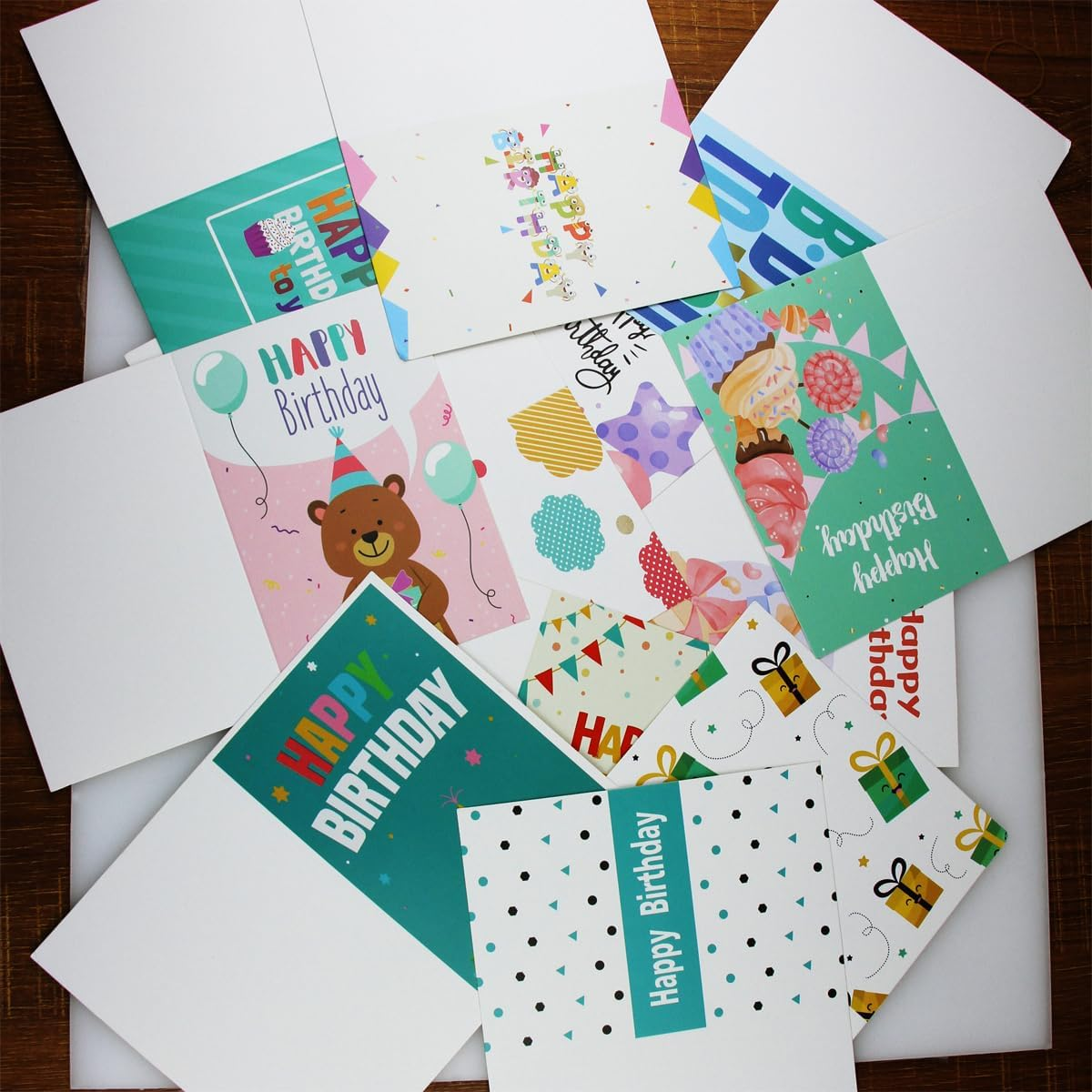 Birthday Cards, 12PCS 4X6 Inches Happy Birthday Card, Blank Happy Birthday Cards with Envelops and Sticker for Family Kids, Friends, Work & Office Celebrations image number 3