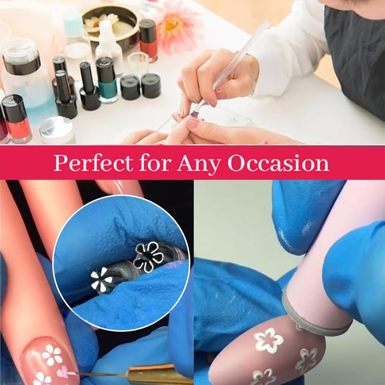 TELAIN Set of 10 Nail Art Flower Stamp Pens - DIY Nail Art Stamp Pen Tool Set, Dotting Tools for Creative Nail Design image number 2