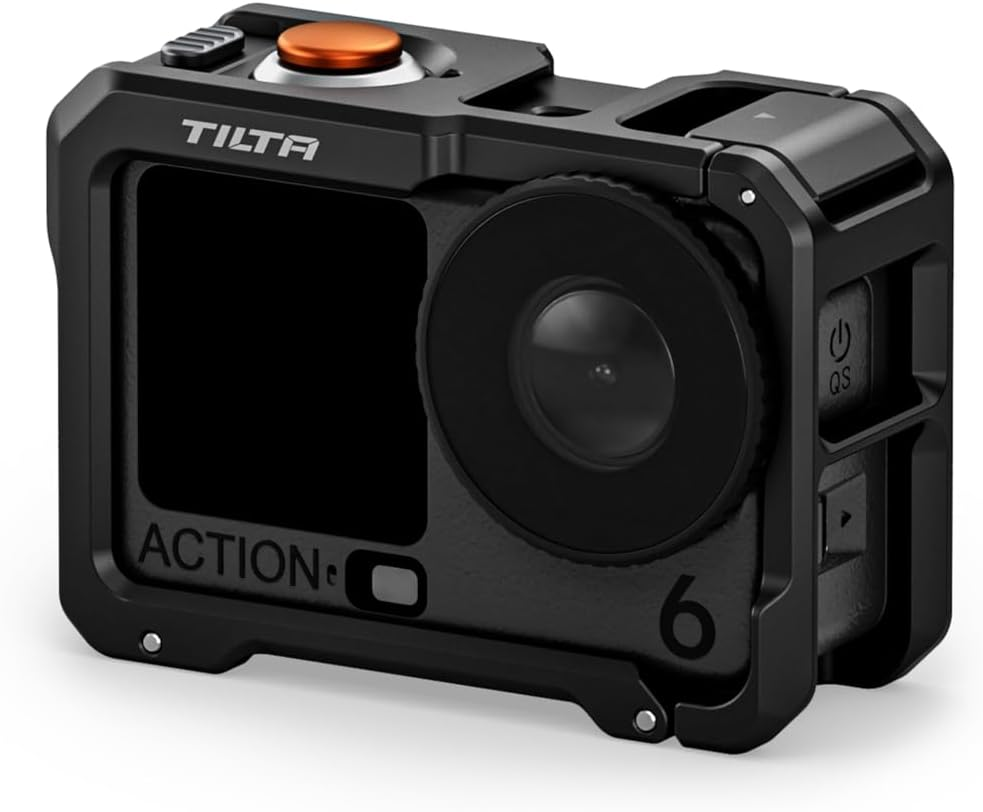 Tilta Full Camera Cage Compatible with DJI Osmo Action 6 | 1/4"-20 Thread with Locating Points | Cold Shoe Receiver | Button Extension | Battery Door & Card Slot Open Access | Black image number 3
