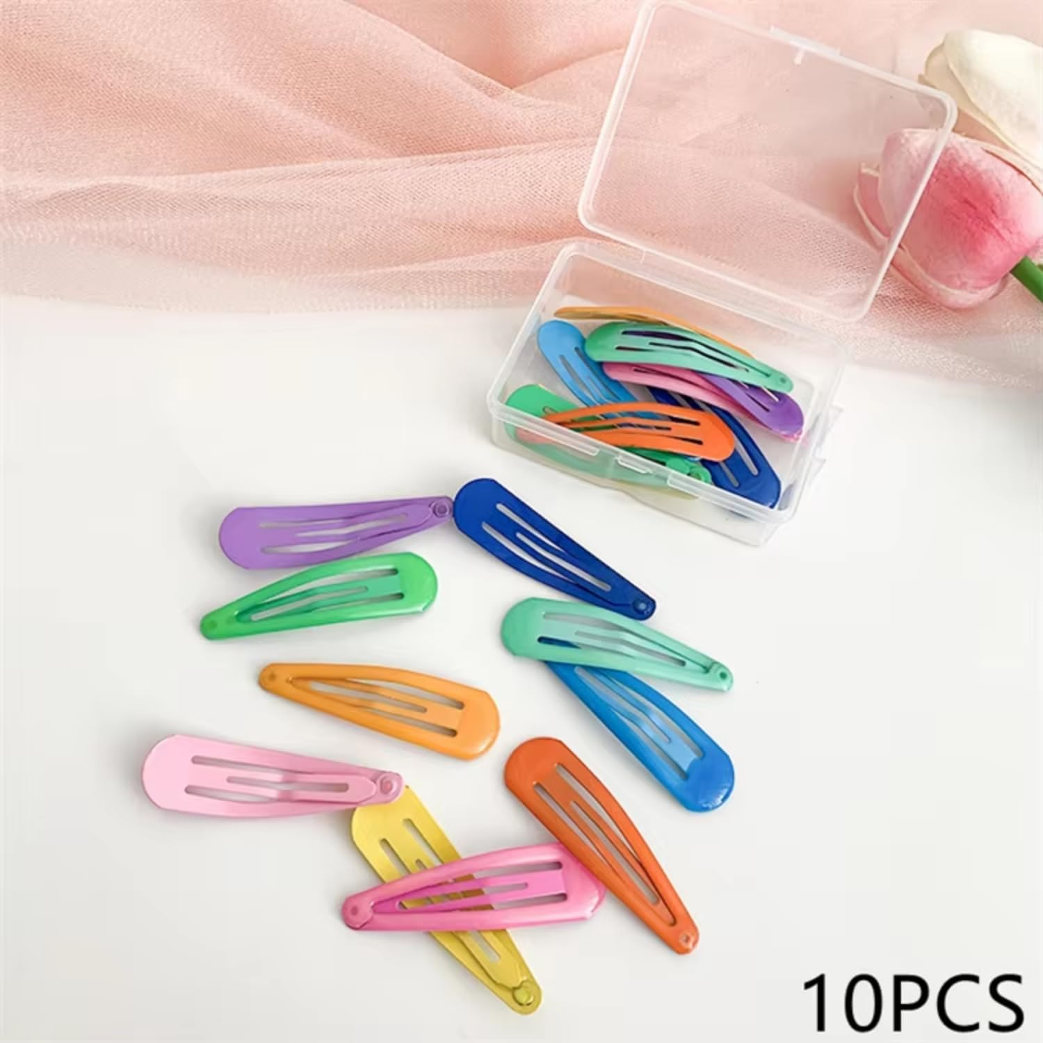Colourful Luminous Hair Clips for Girls - 10 Pieces Hair Clips Set in Star, Rectangle and Heart Shapes, Glow in the Dark, Pentagram Design, Hair Clips and Hair Accessories (Water Drops) image number 2