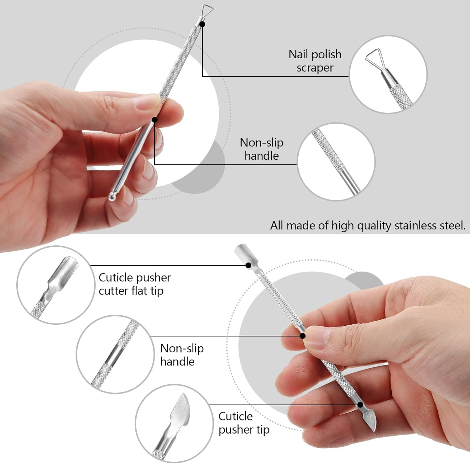 LELE LIFE 9PCS Cuticle Trimmer Cuticle Remover Cuticle Pusher, Stainless Steel Professional Pedicure Manicure Tools Cuticle Nippers Cutter Clippers Kit for Finger and Toe Nail image number 4